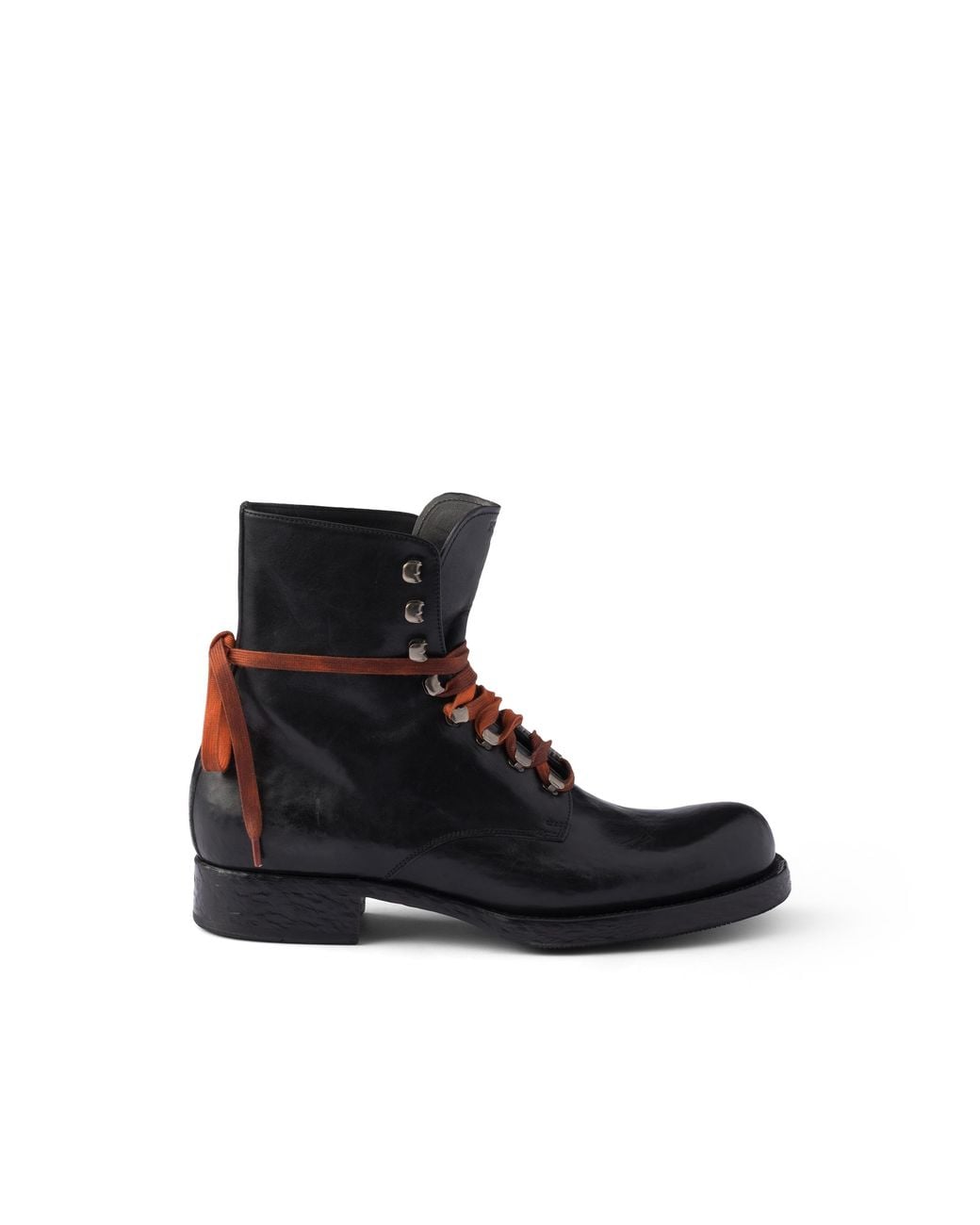 Prada Black Leather Laced Booties, Size 7 for men