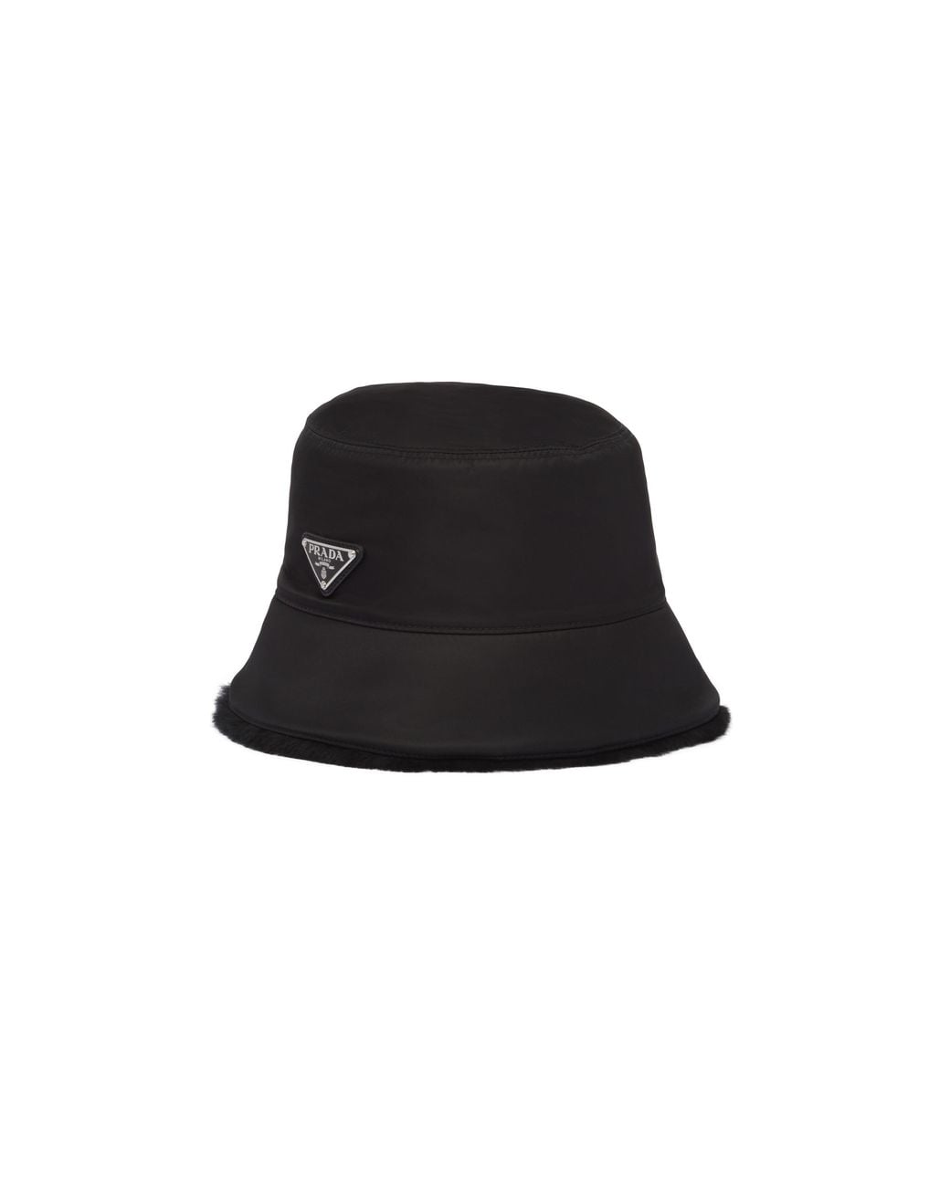 Bob En Peau Lainée À Logo Triangle Prada pour homme en coloris Black