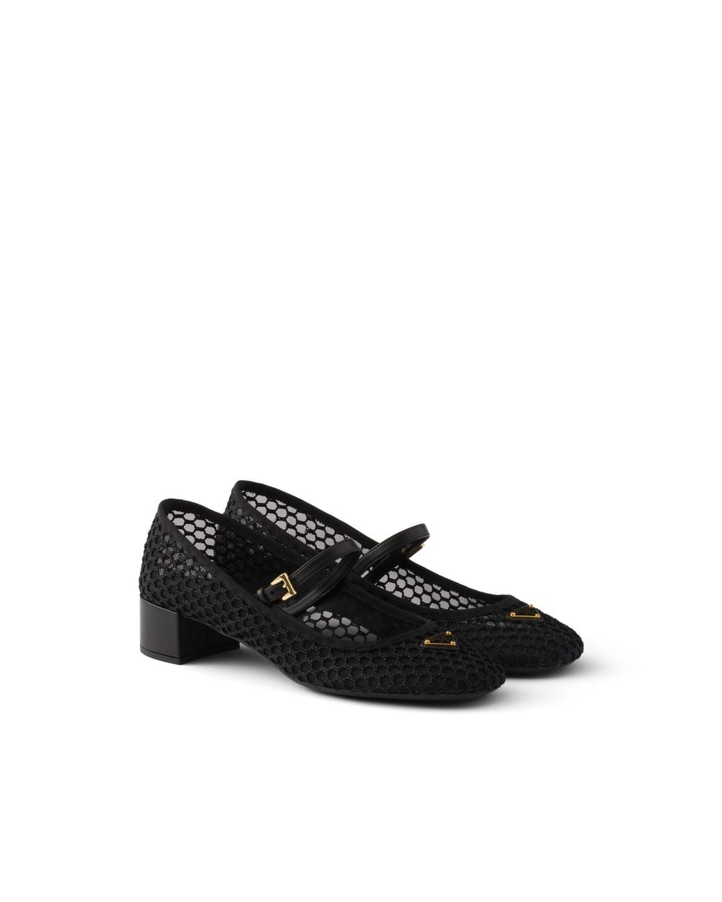 Prada Black Low Heel Mesh Fabric Ballerinas