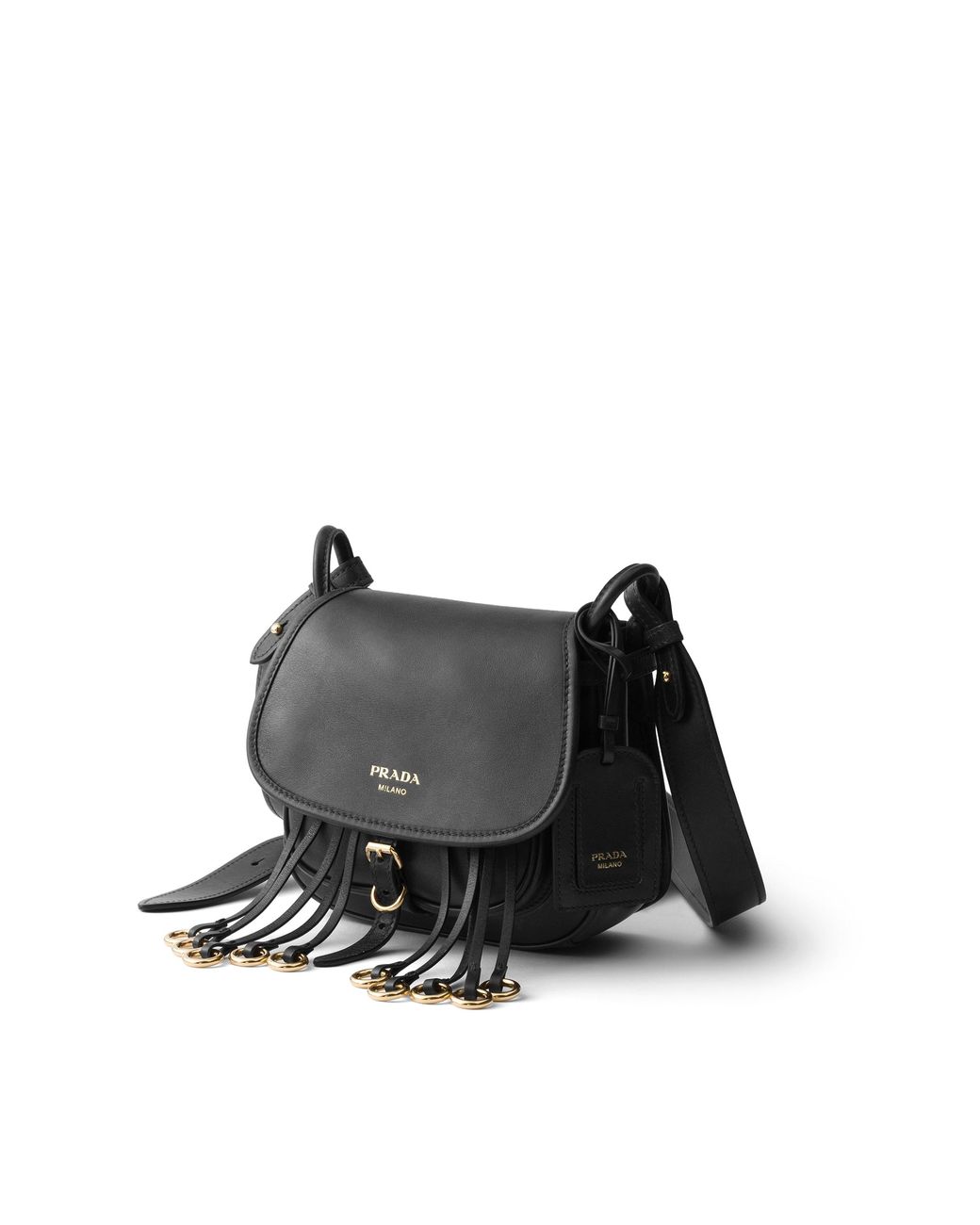 Prada Black Corsaire Aged Leather Mini Shoulder Bag