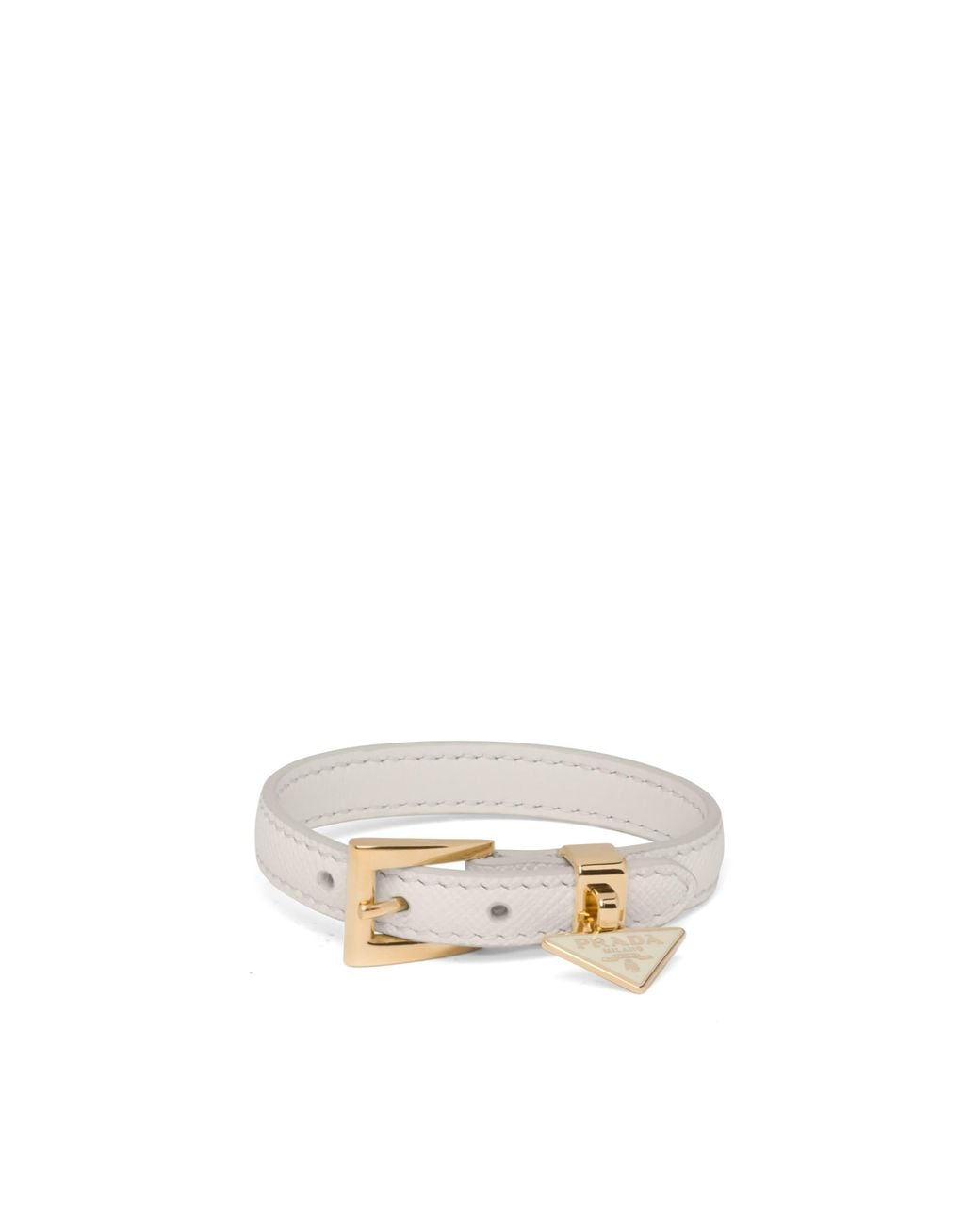 Prada White Saffiano Leather Bracelet