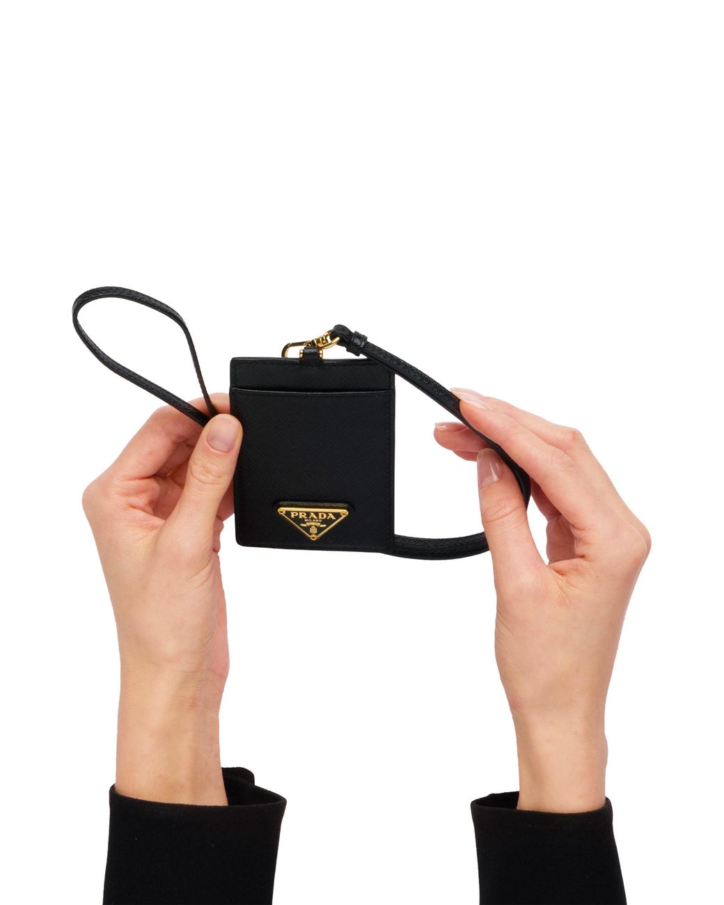 Prada White Saffiano Leather Badge Holder