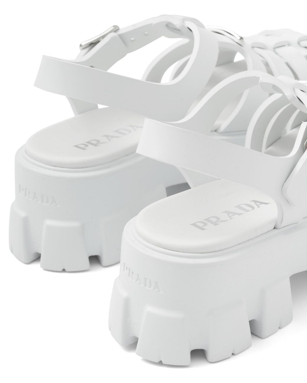 Prada White Sandalen Monolith Aus Lederimitat