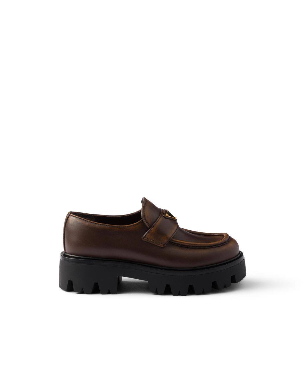Prada Brown Stride Leather Loafers