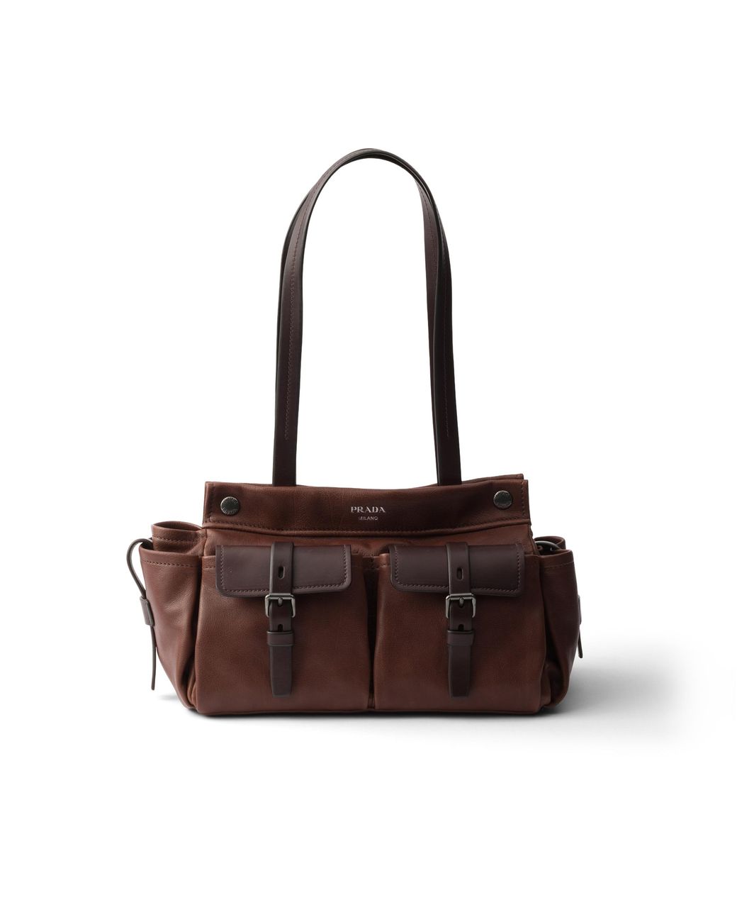 Prada Brown Route Medium Leather Tote Bag