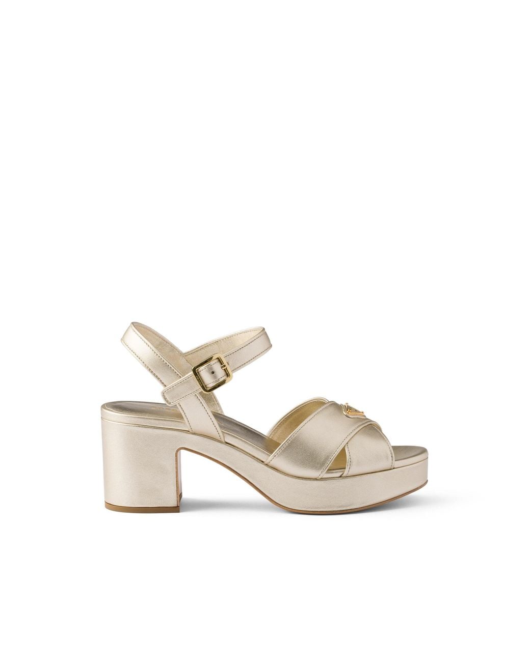 Prada White Nappa Leather Platform Sandals