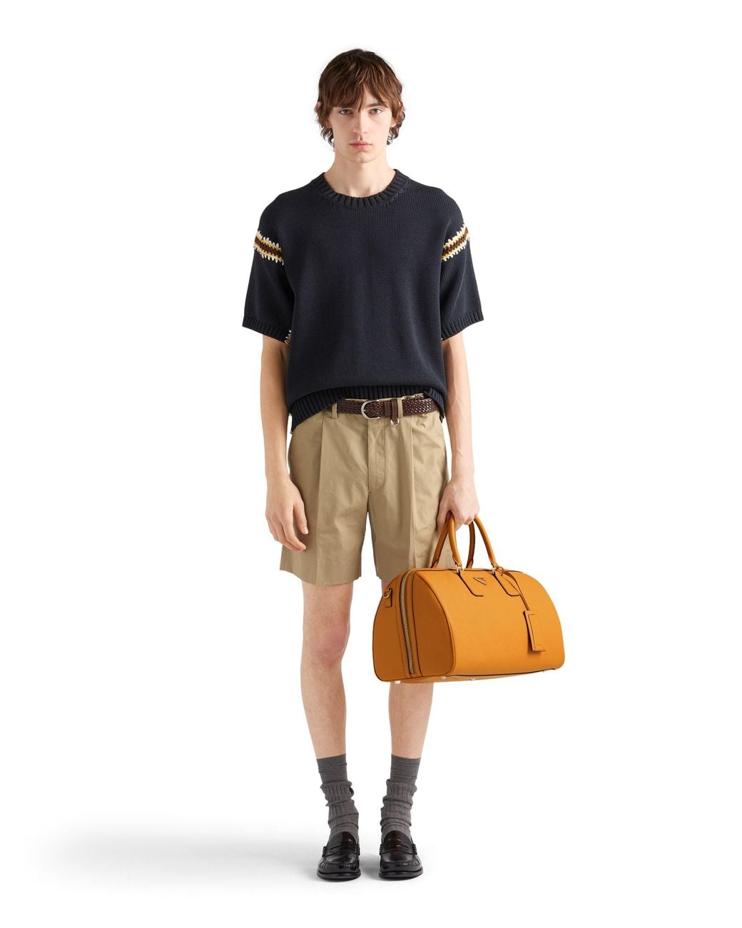 Prada Brown Saffiano Leather Travel Bag