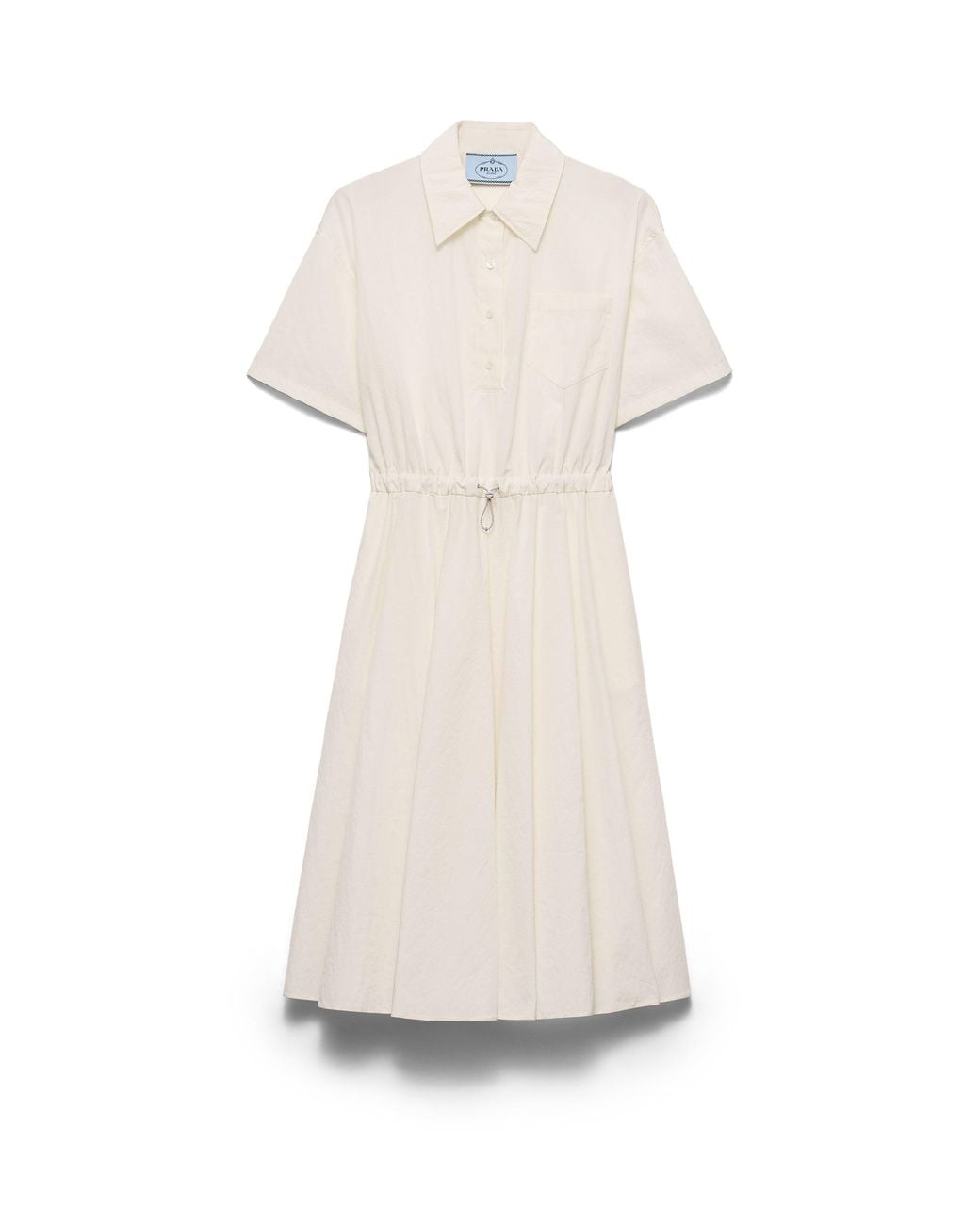 Prada White Short-Sleeved Technical Pongé Dress