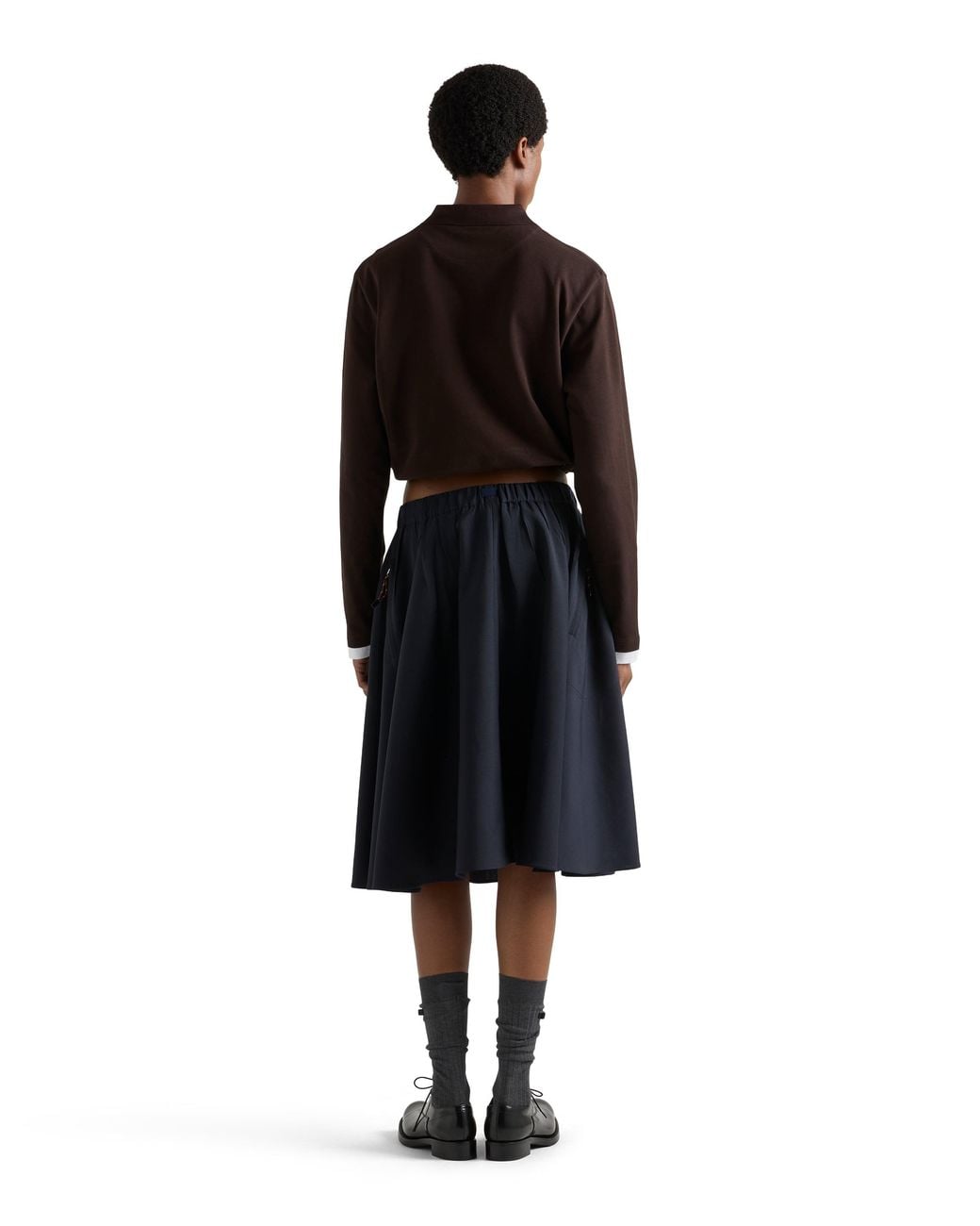 Prada Black Piqué And Jersey Polo Shirt, Ebony