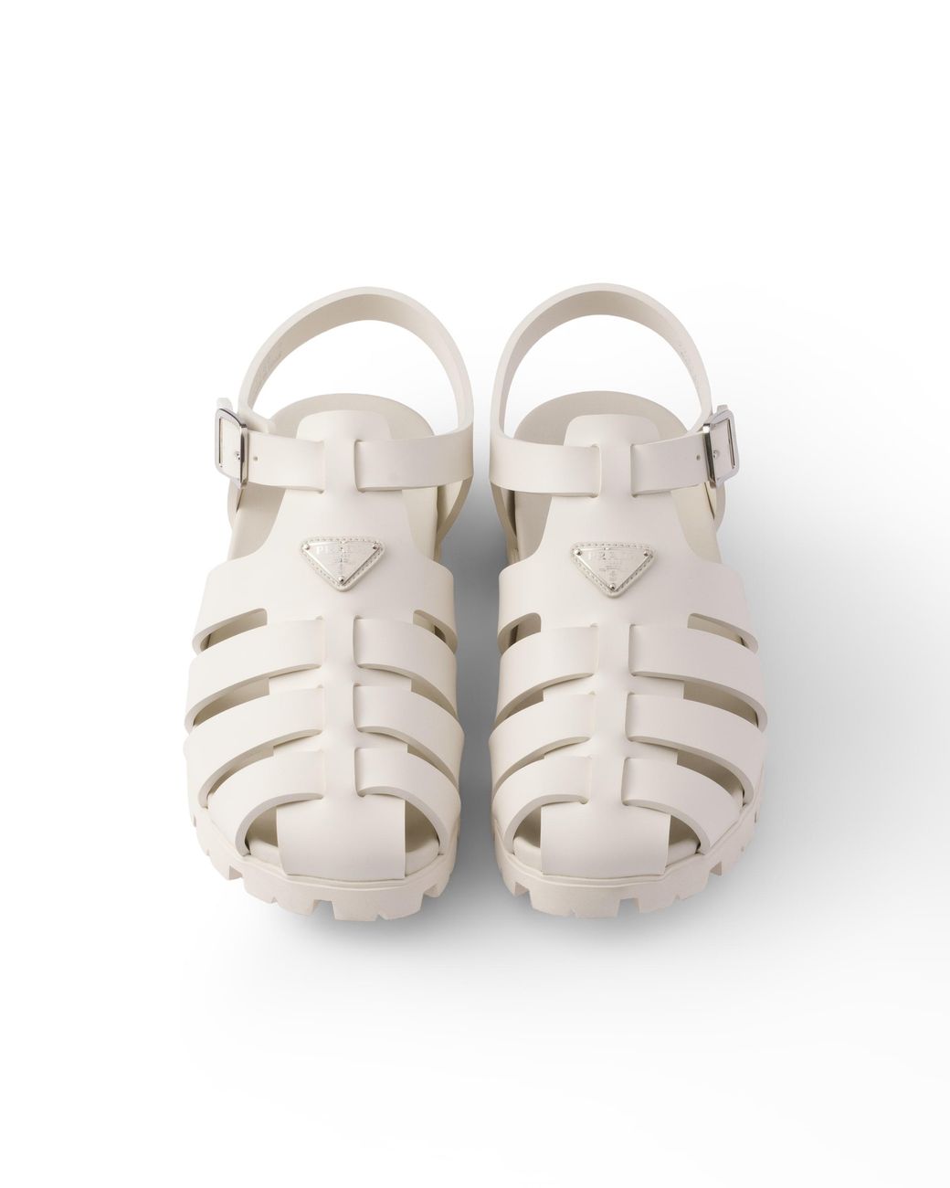 Prada White Rubber Fisherman Sandals for men