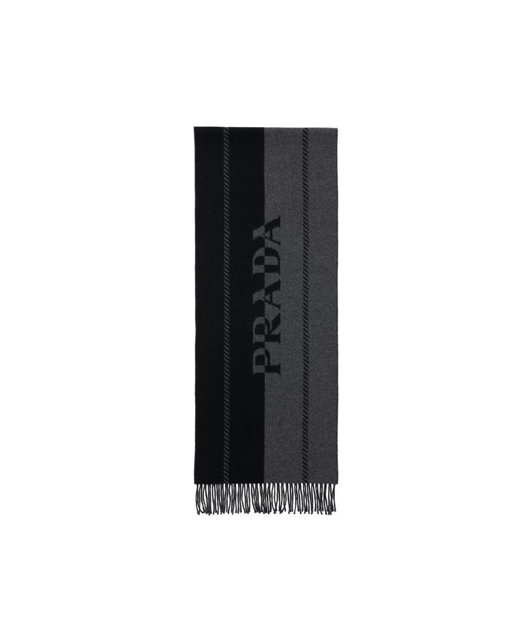Prada Black Mini Wool Scarf With Jacquard Logo
