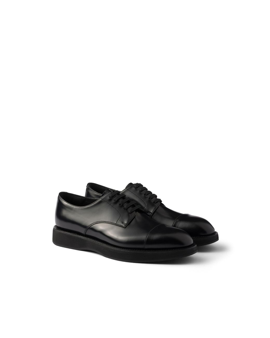 Prada Black Brushed Leather Laced Brogue Shoes, Size 10 for men
