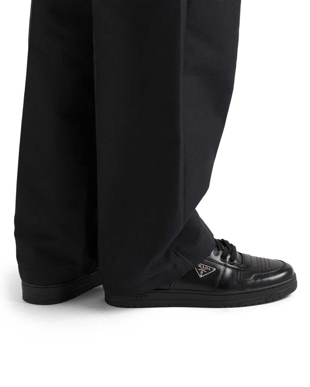 Prada Black Downtown Leather Sneakers for men