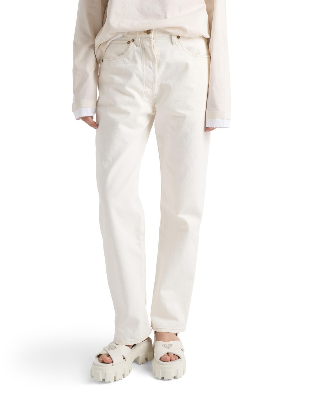 Prada White Monolith Rubber Sandals