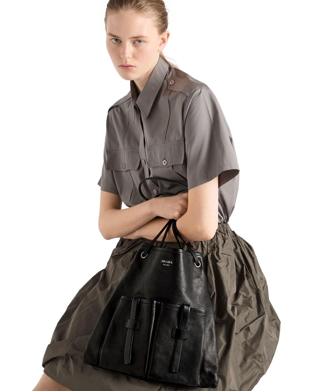 Prada Black Route Large Leather Bag