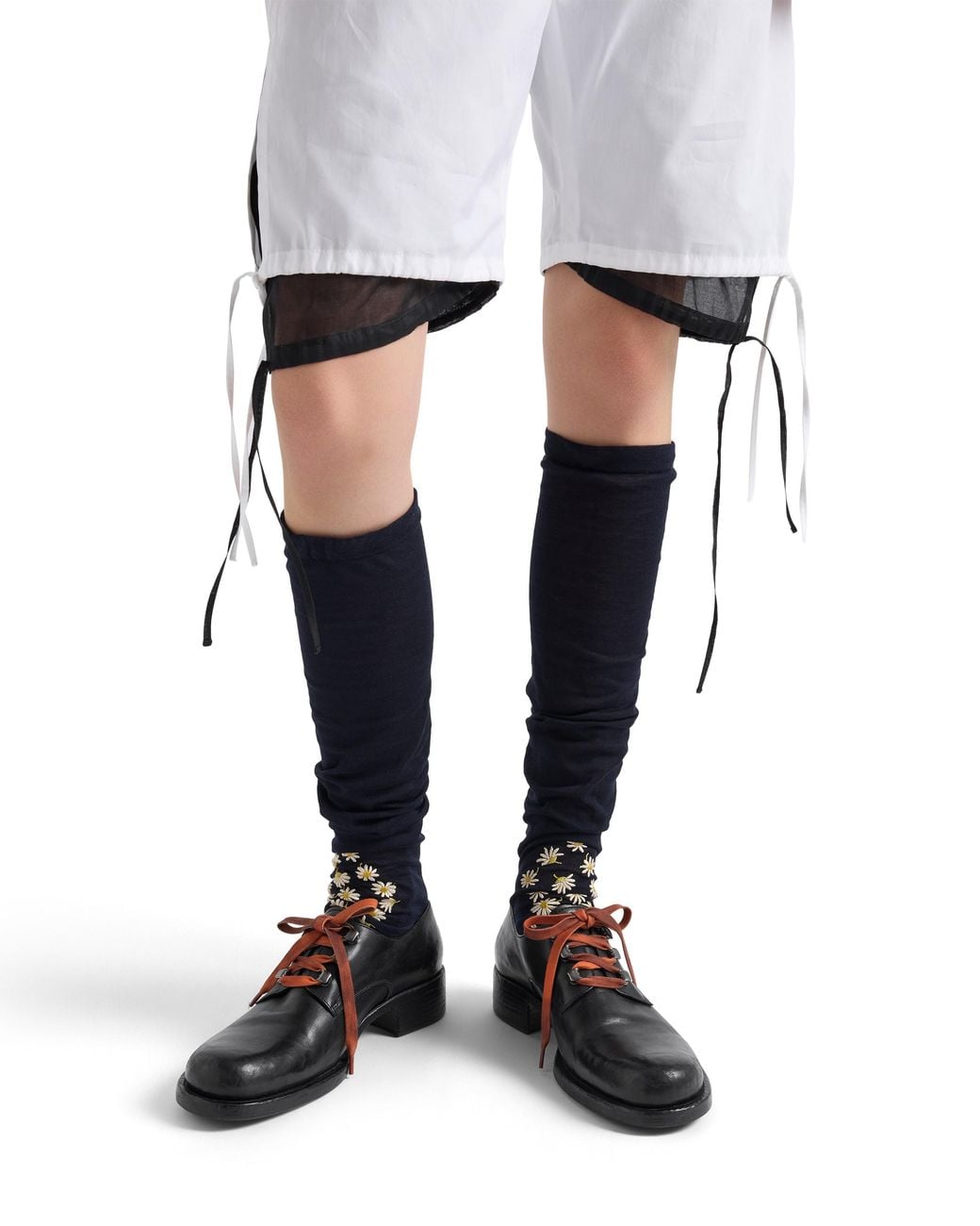 Prada Black Antiqued Leather Lace-Up Shoes