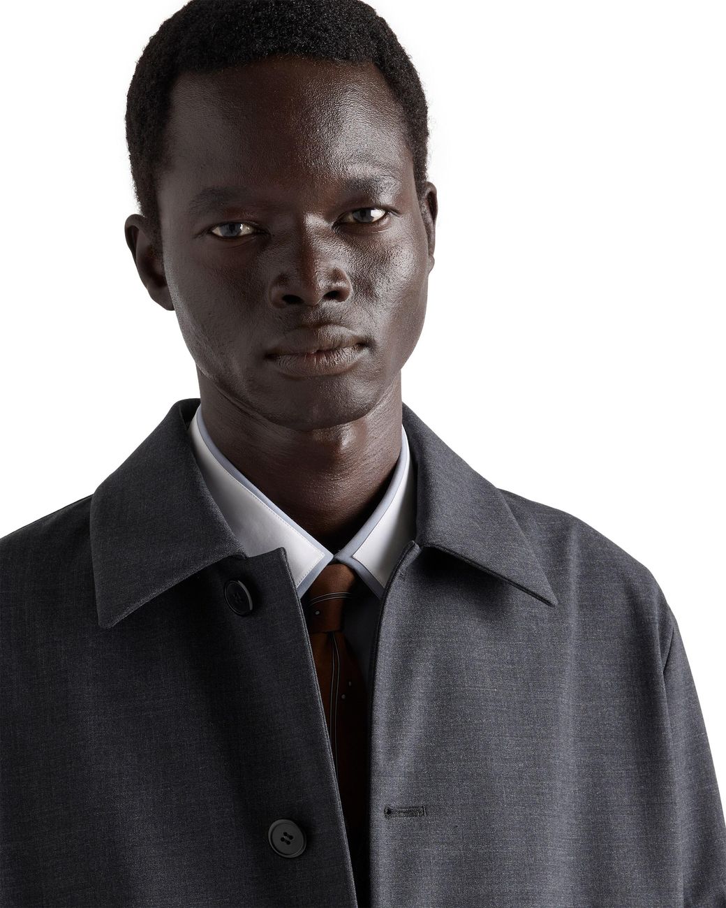 Prada Blue Technical Wool Coat for men