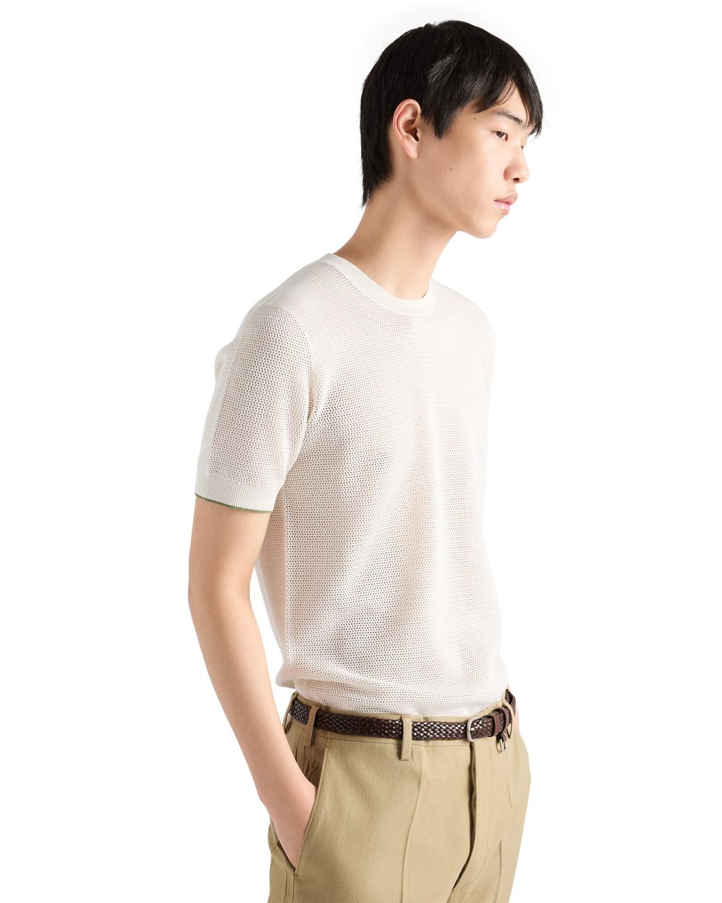Prada White Silk And Cotton Crew-Neck Sweater for men