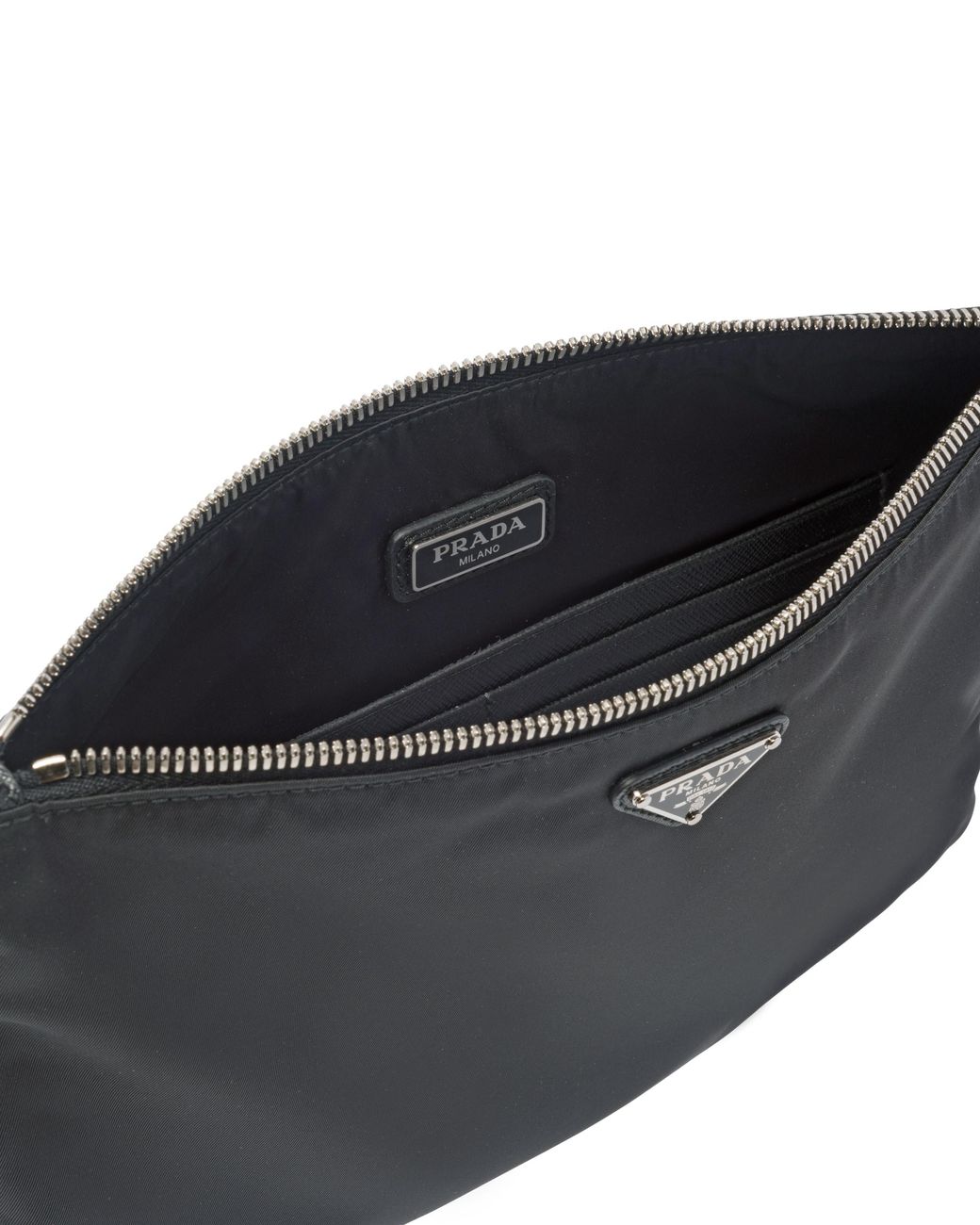 Prada Black Re-Nylon And Saffiano Leather Pouch for men