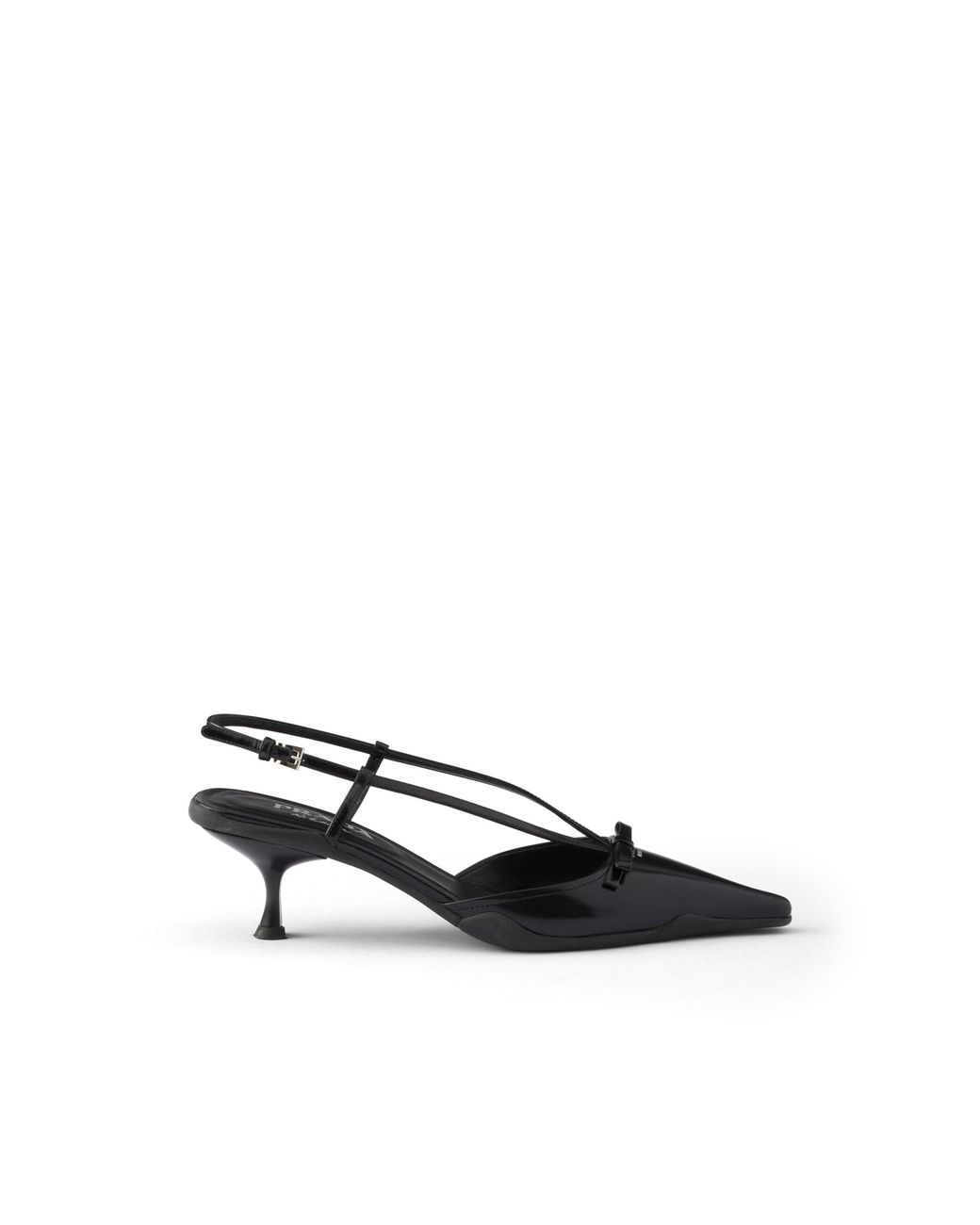 Prada Black Brushed Leather Slingback Pumps