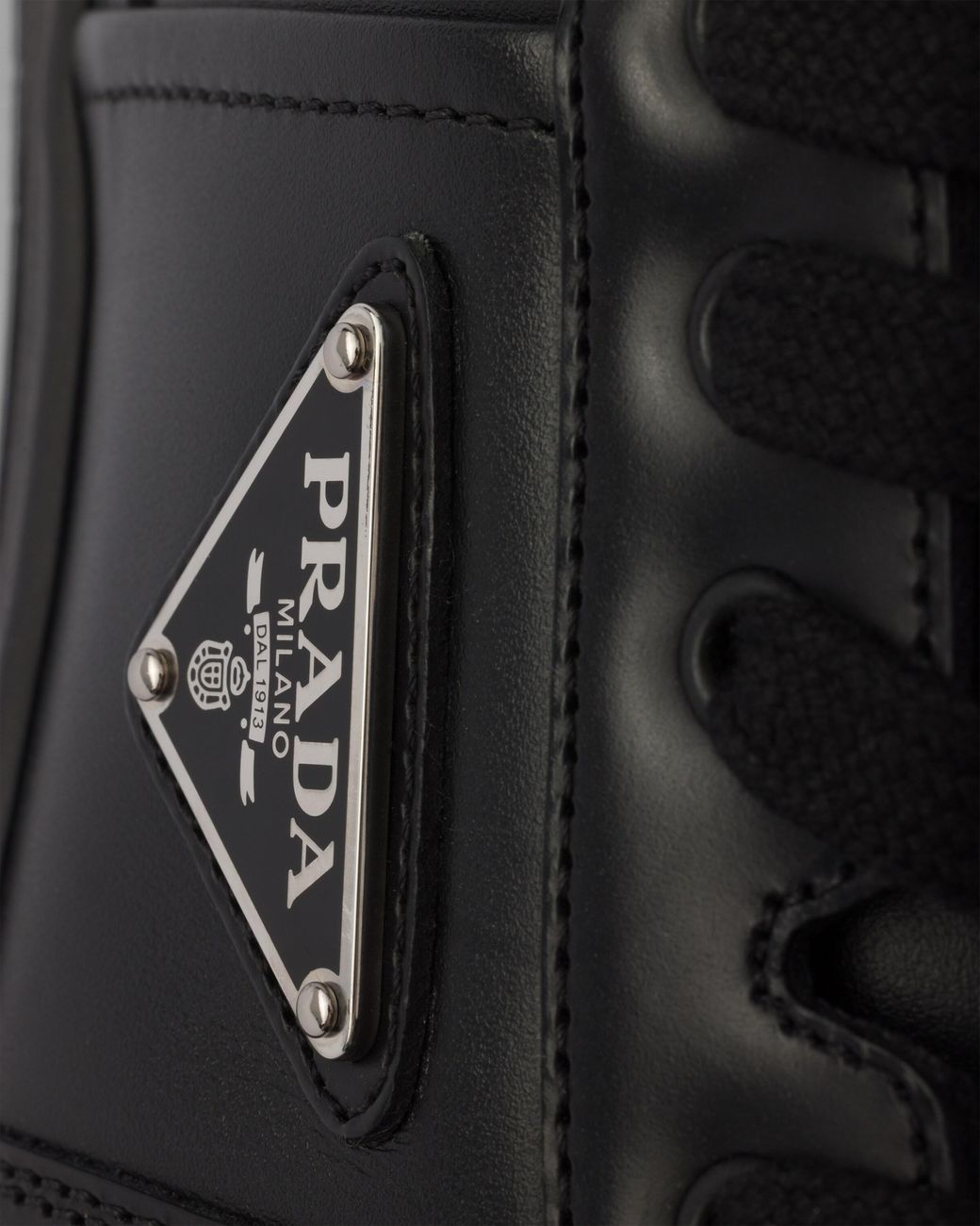 Prada Black Downtown Leather Sneakers for men