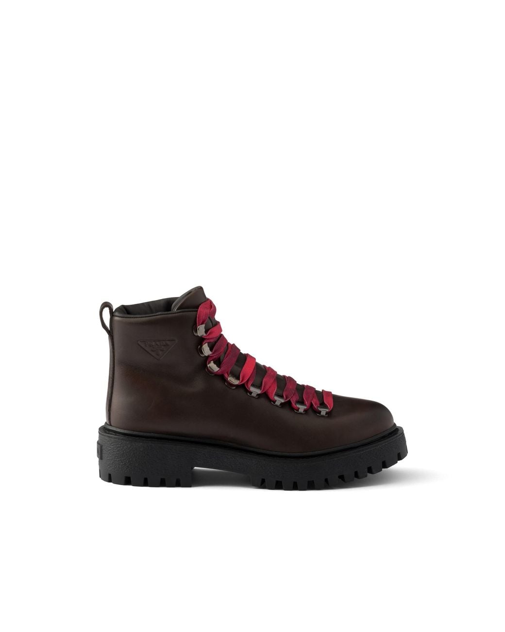 Prada Red Leather Lace-Up Booties