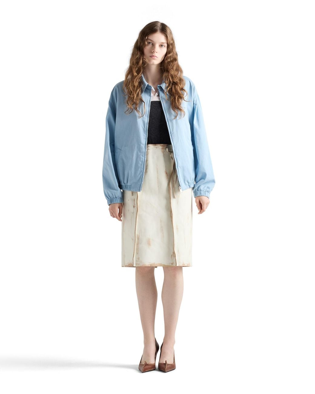Prada Blue Old Gabardine Blouson Jacket