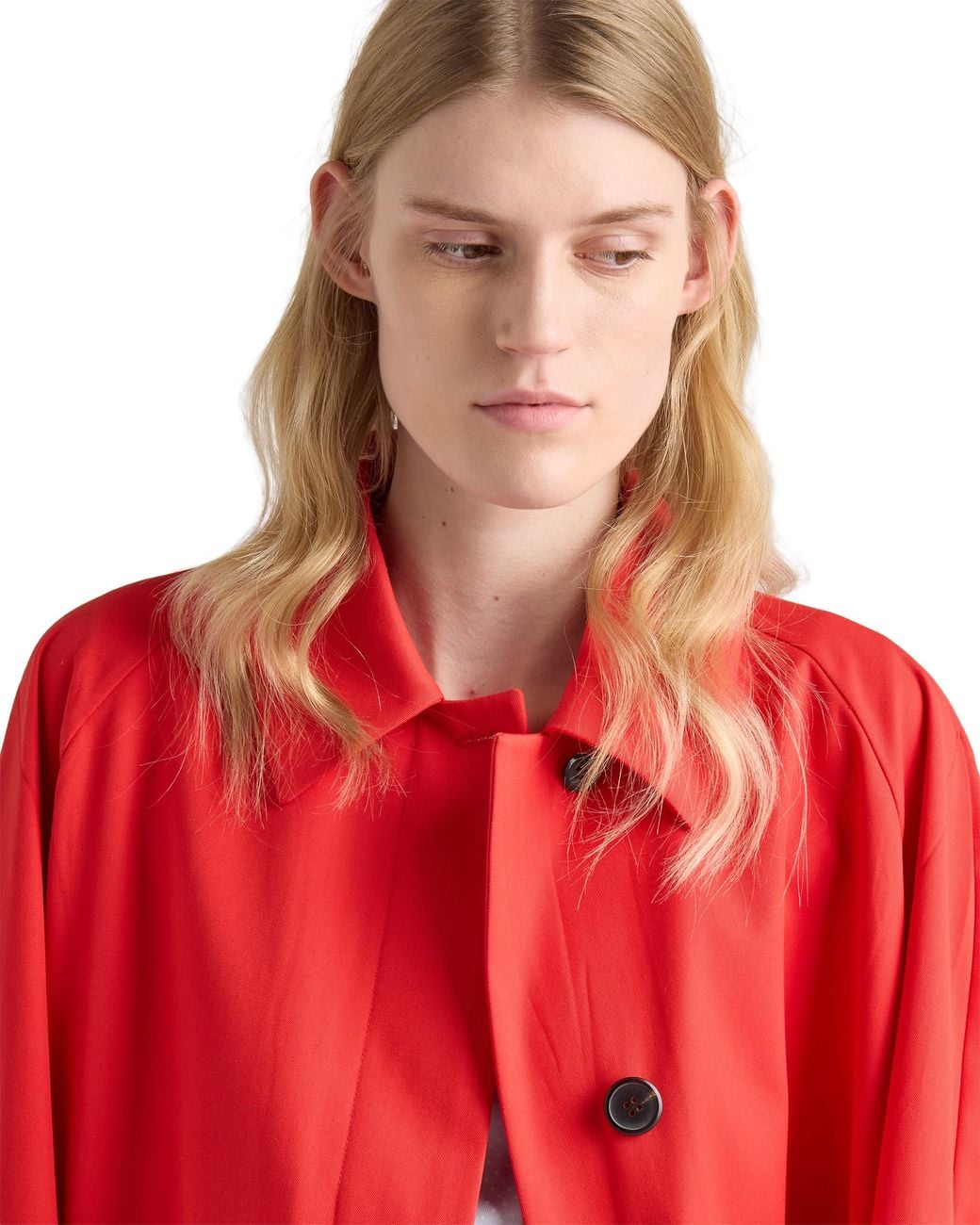 Prada Red Single-Breasted Gabardine Coat