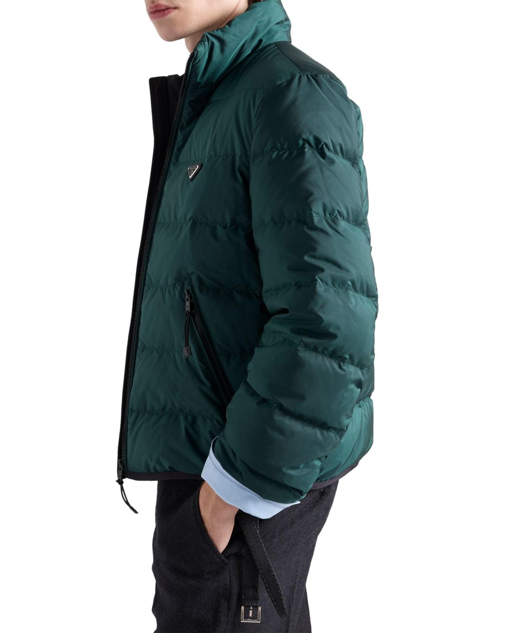 Prada Green Medium-Weight Re-Nylon Down Jacket for men