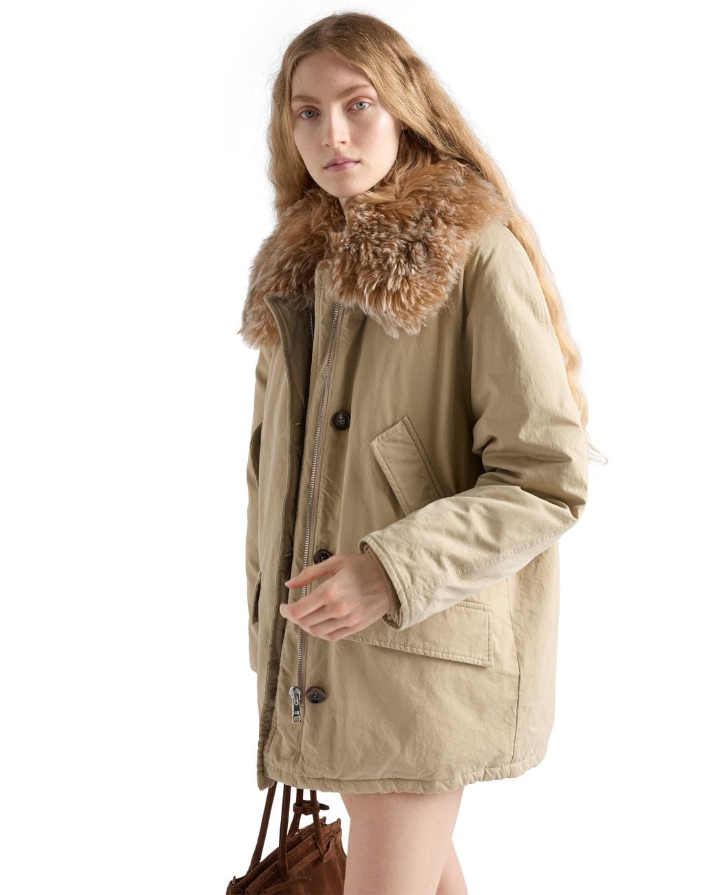 Prada Natural Medium-Weight Old Panama Cotton Down Jacket