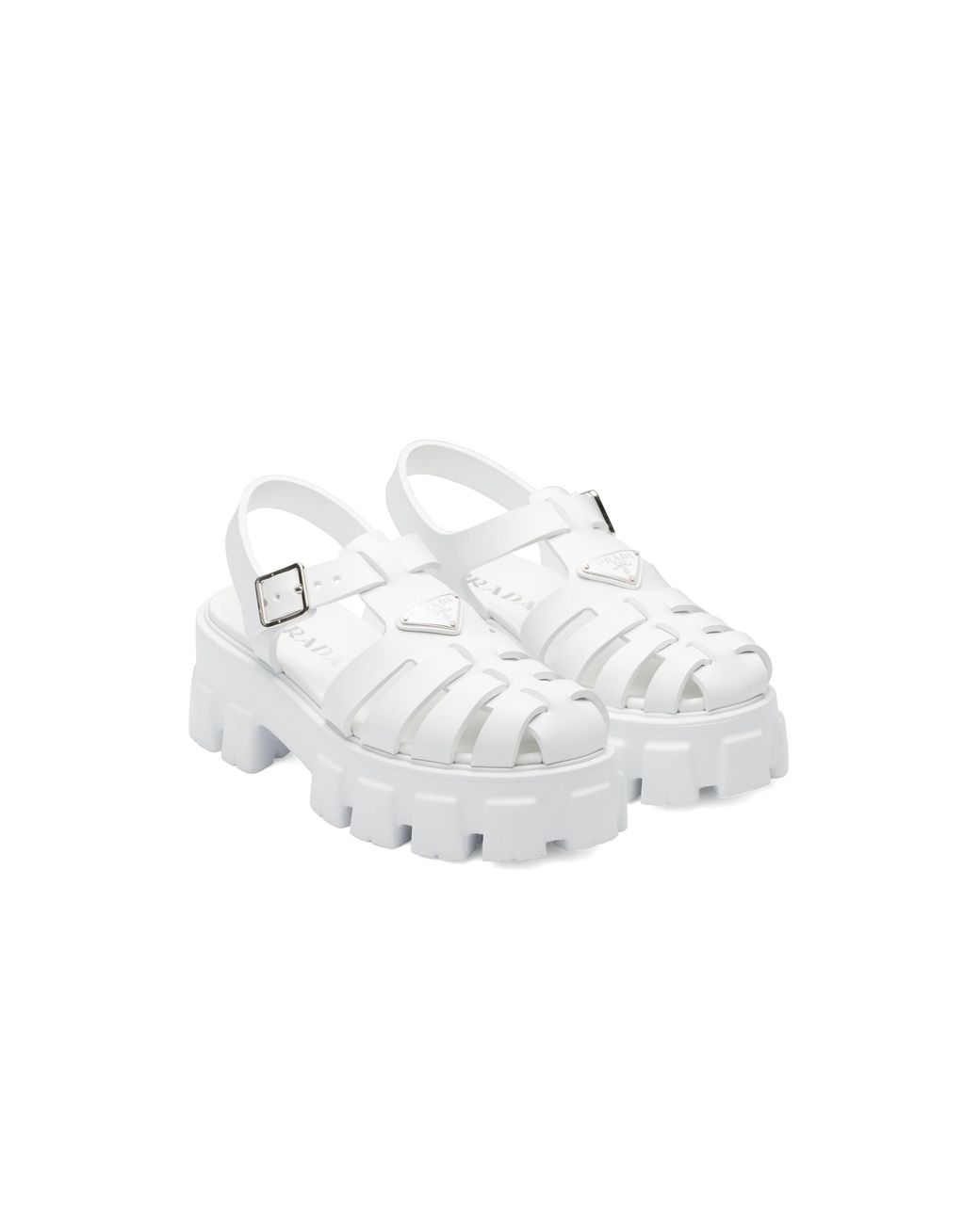 Prada White Sandalen Monolith Aus Lederimitat
