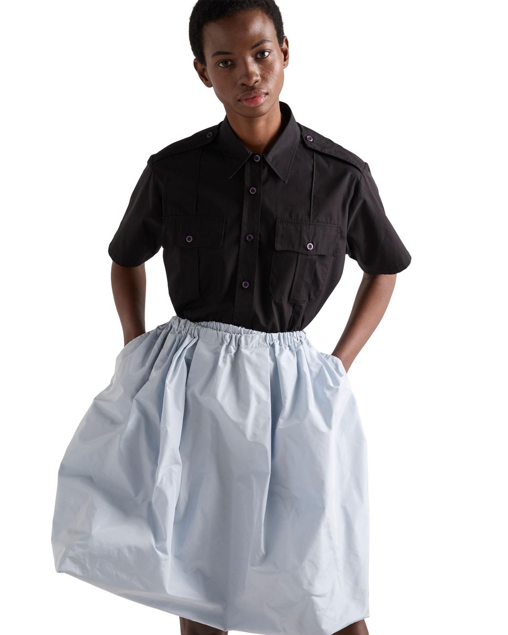 Prada Blue Technical Taffeta Skirt, Astro