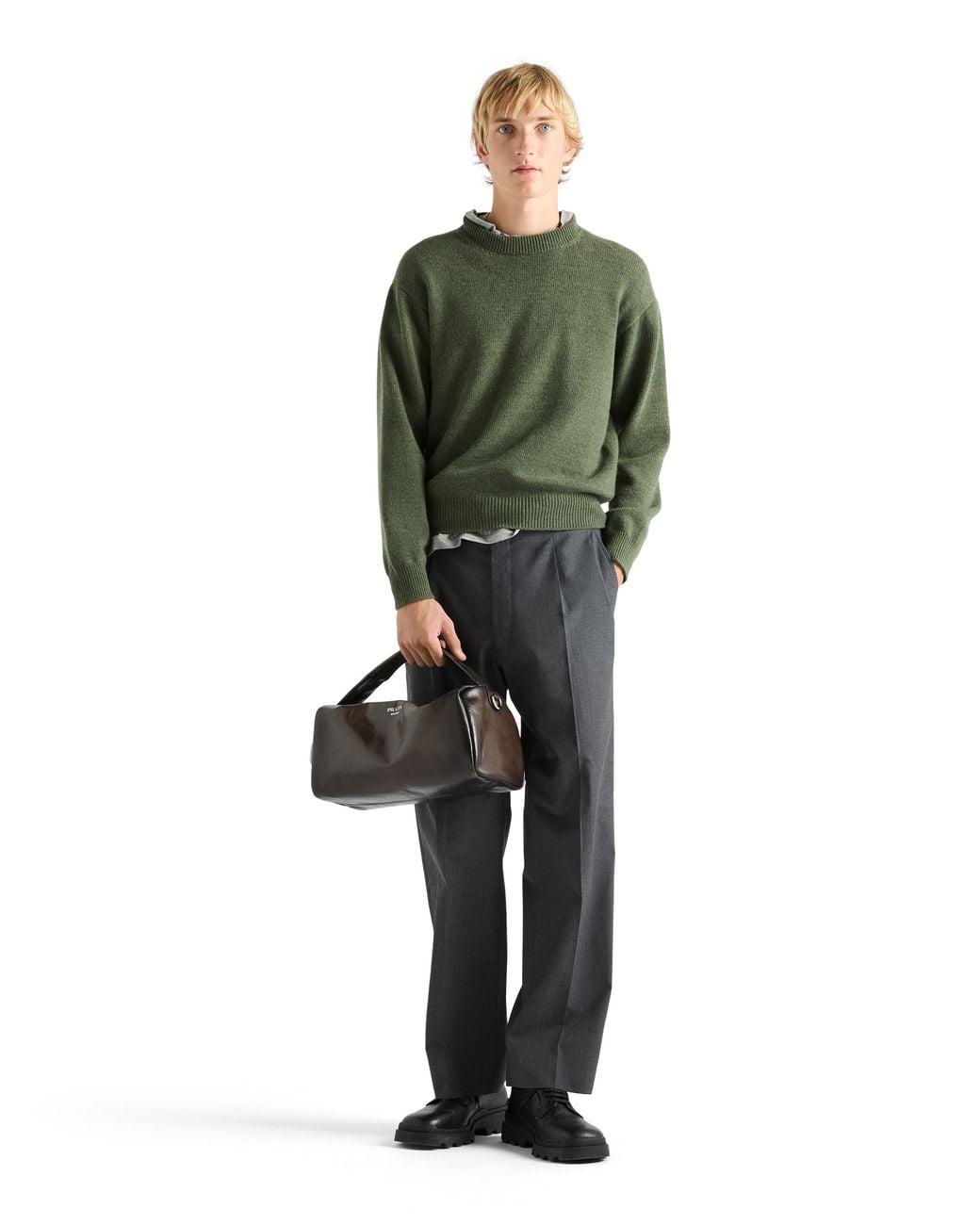 Prada Green Re-Cashmere Crew-Neck Sweater for men