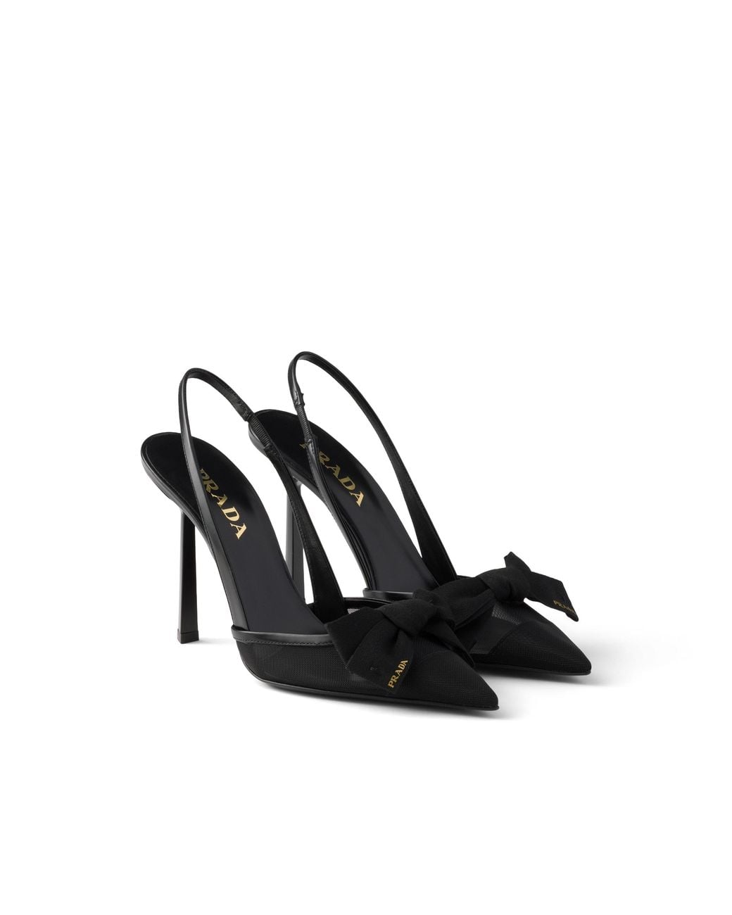 Prada White Mesh Fabric Slingback Pumps