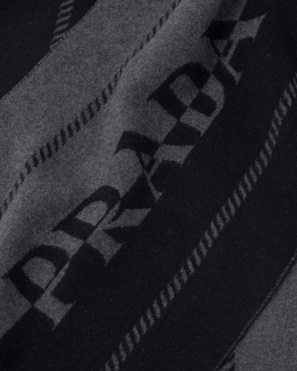 Prada Black Mini Wool Scarf With Jacquard Logo