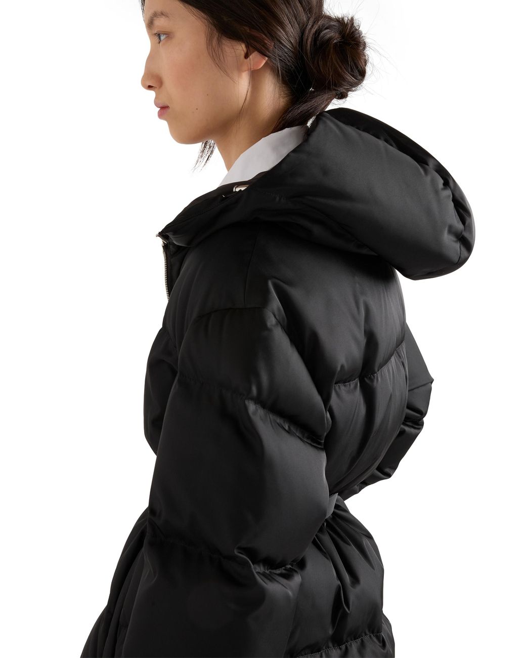 Prada Black Re-Nylon Hooded Down Jacket