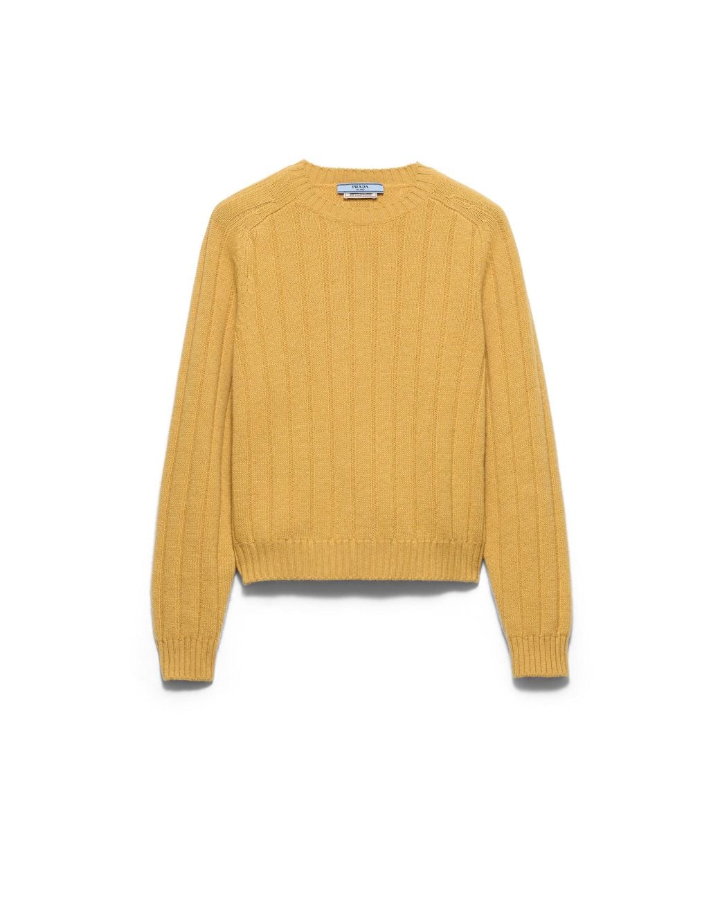 Prada Yellow Re-Cashmere Crew-Neck Sweater