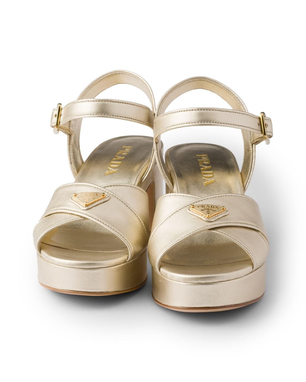 Prada White Nappa Leather Platform Sandals