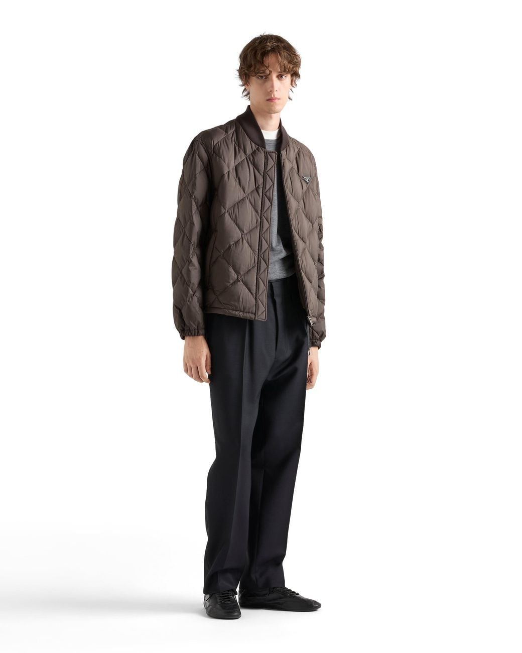 Prada Brown Short Technical Fabric Down Jacket for men