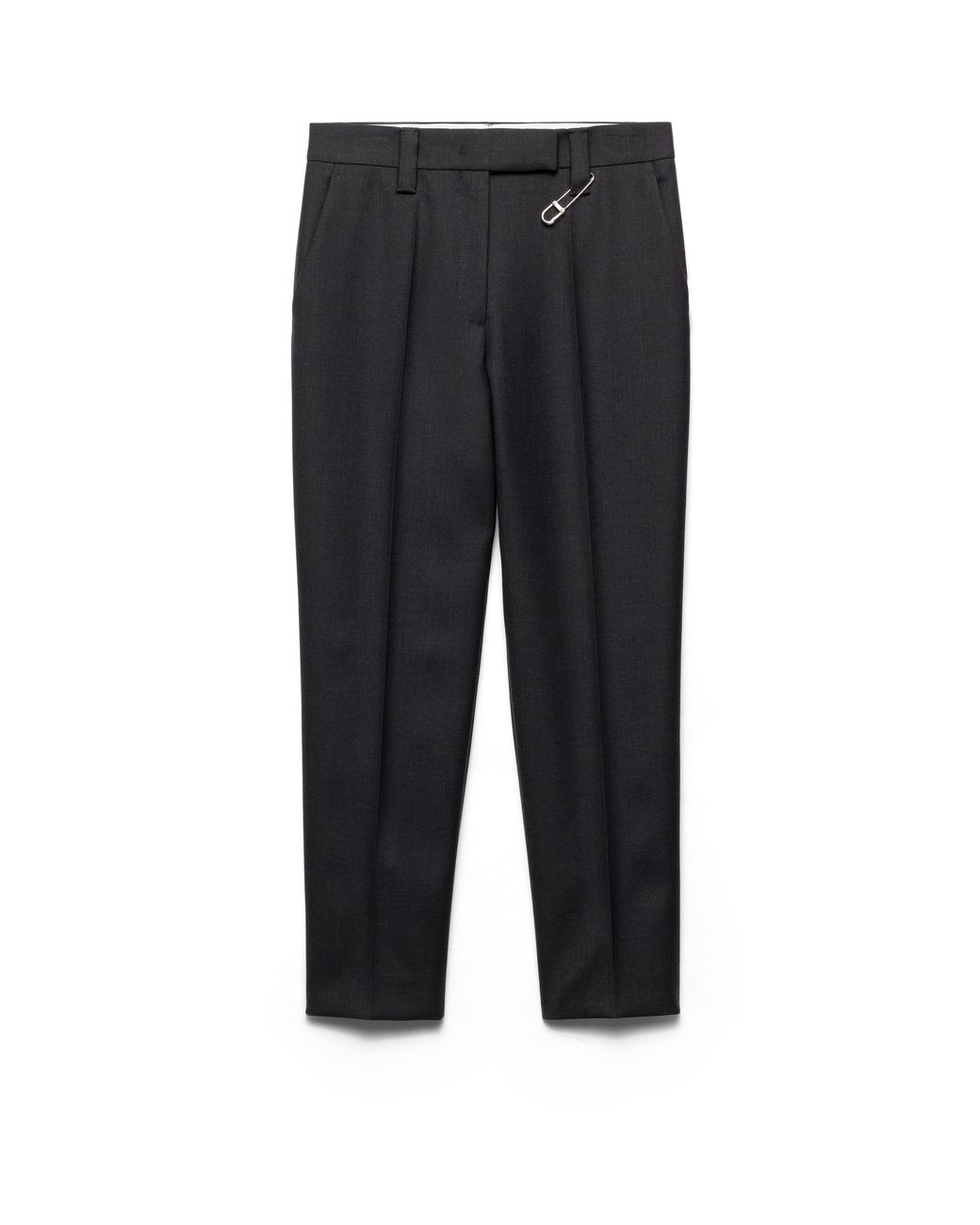 Prada Black Wool Gabardine Pants With Pin