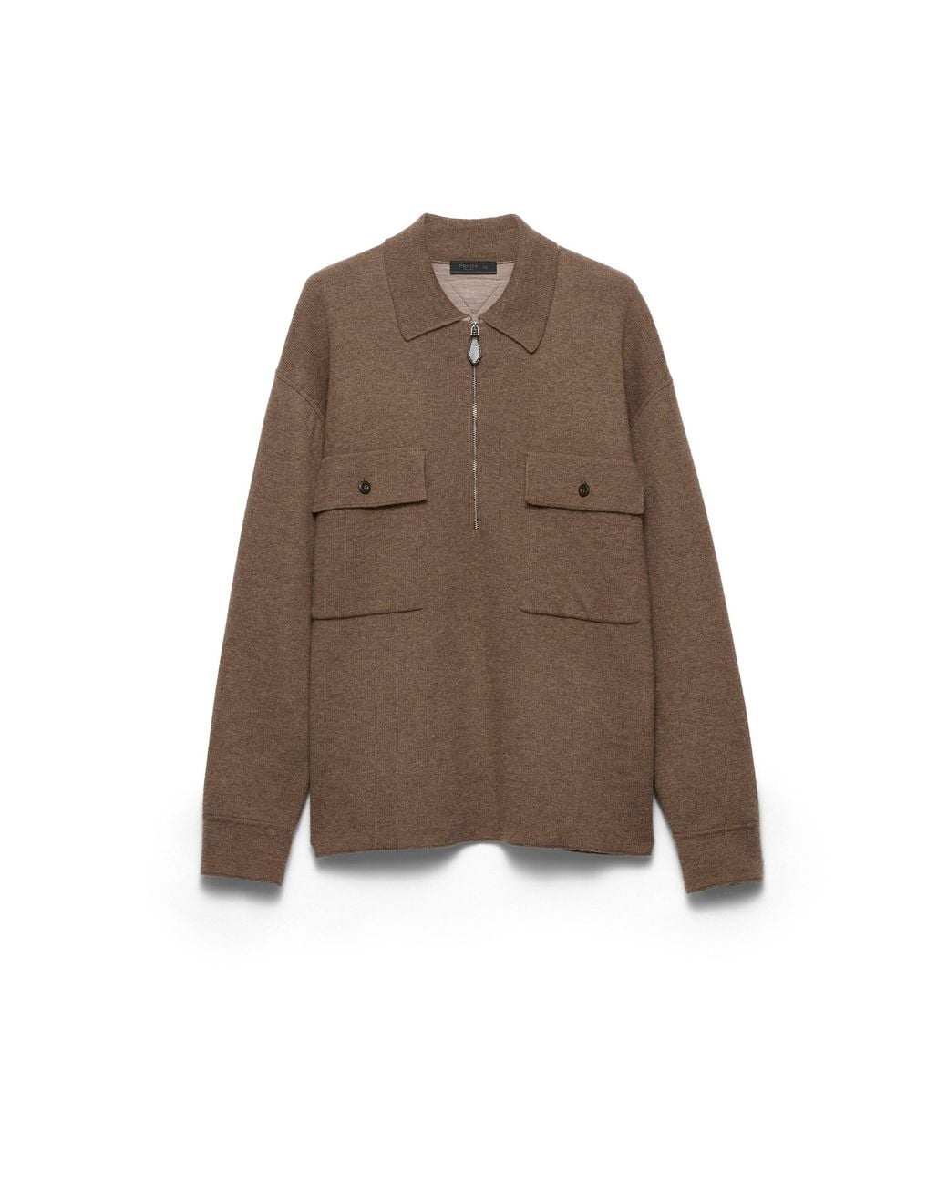 Prada Brown Cashmere Polo Shirt for men