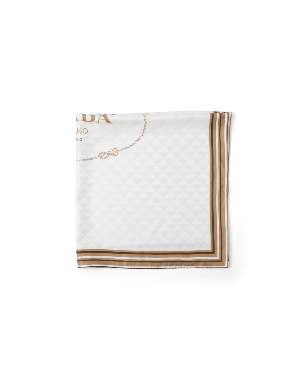 Prada White Printed Silk Twill Jacquard Scarf
