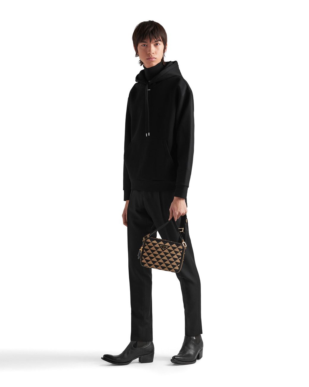 Prada Black Technical Cotton Hoodie for men