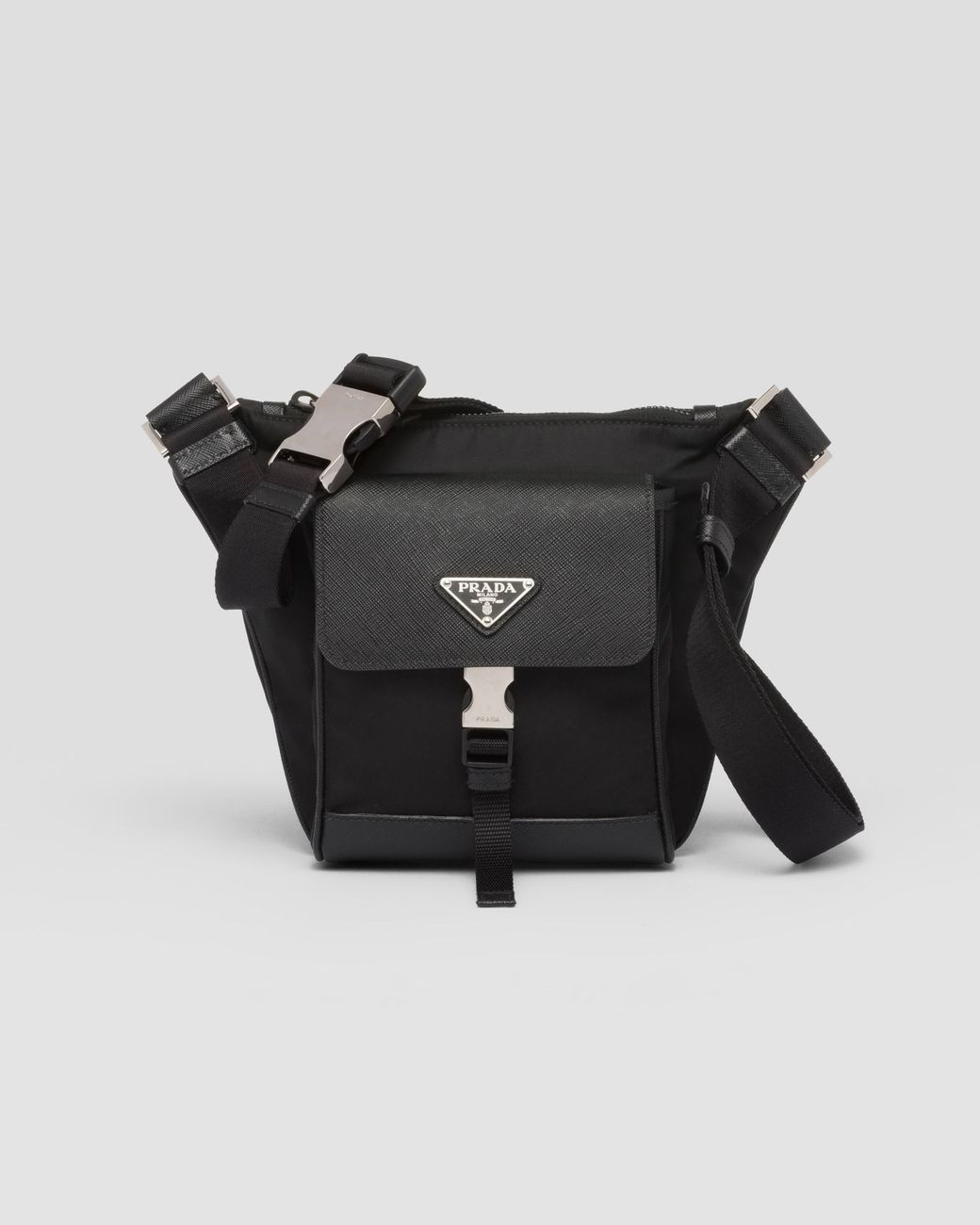 Prada Re-nylon And Saffiano Leather Shoulder Bag in Black for Men | Lyst
