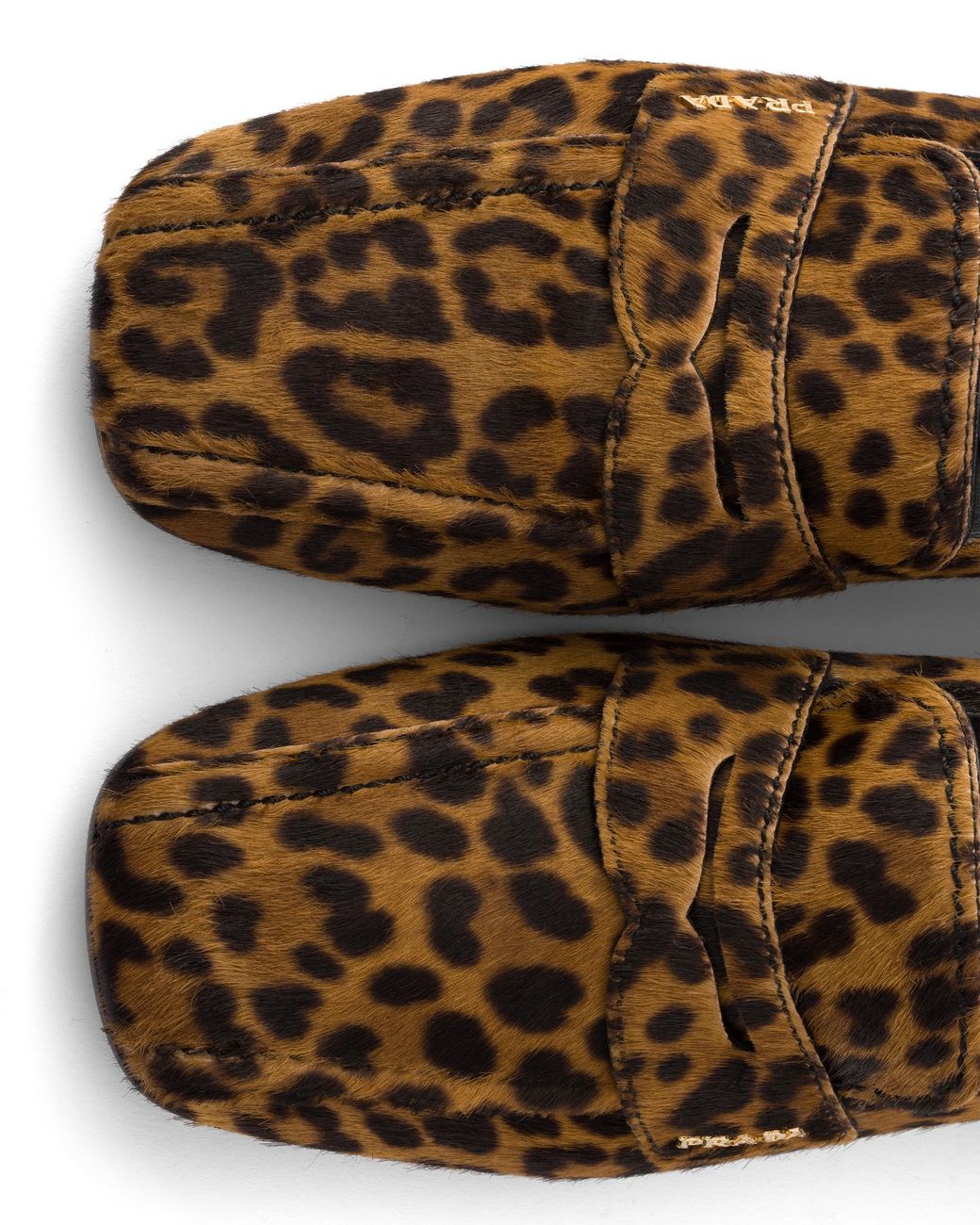 Prada Brown Printed Leather Loafers, Honey