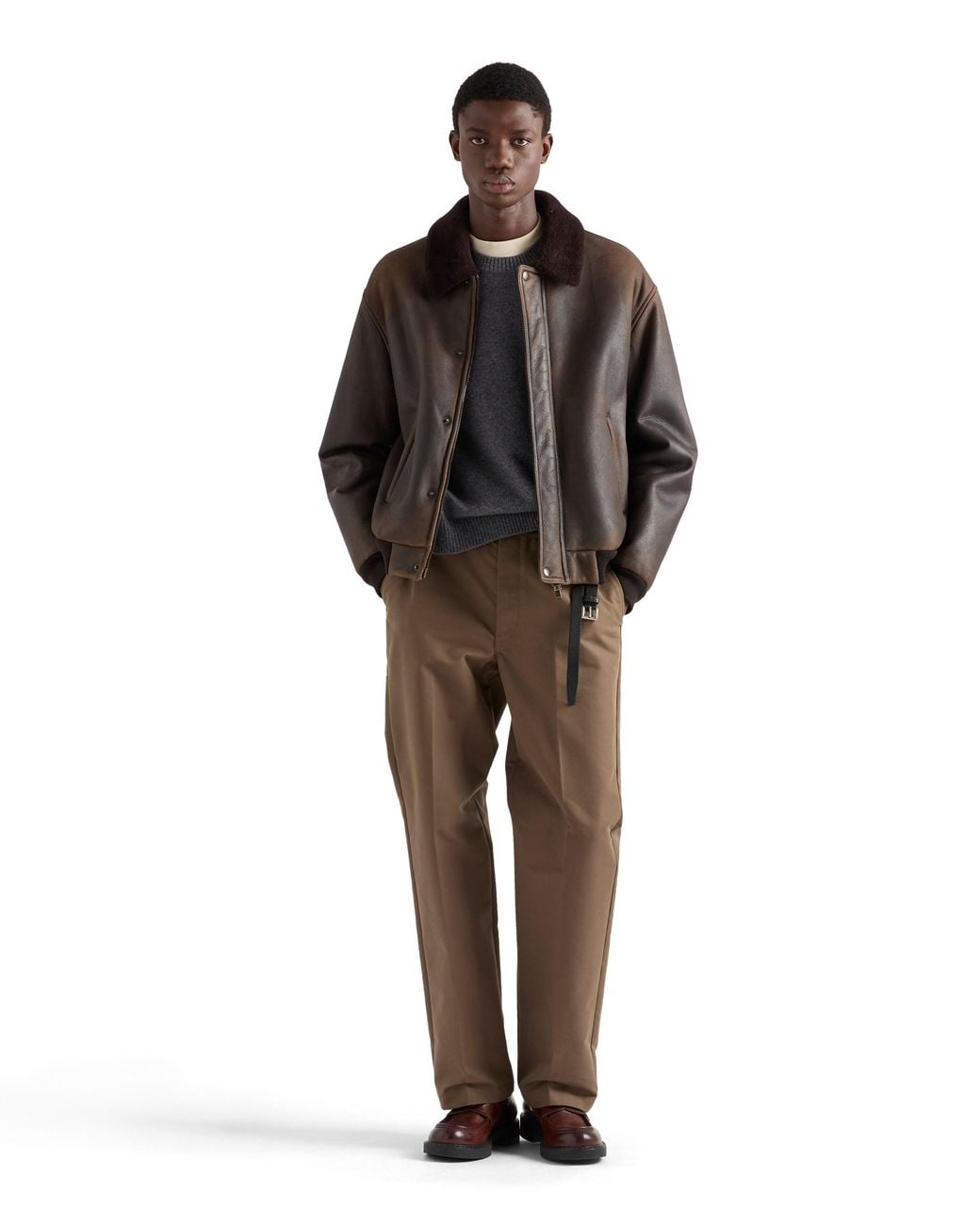 Prada Black Shearling Bomber Jacket for men
