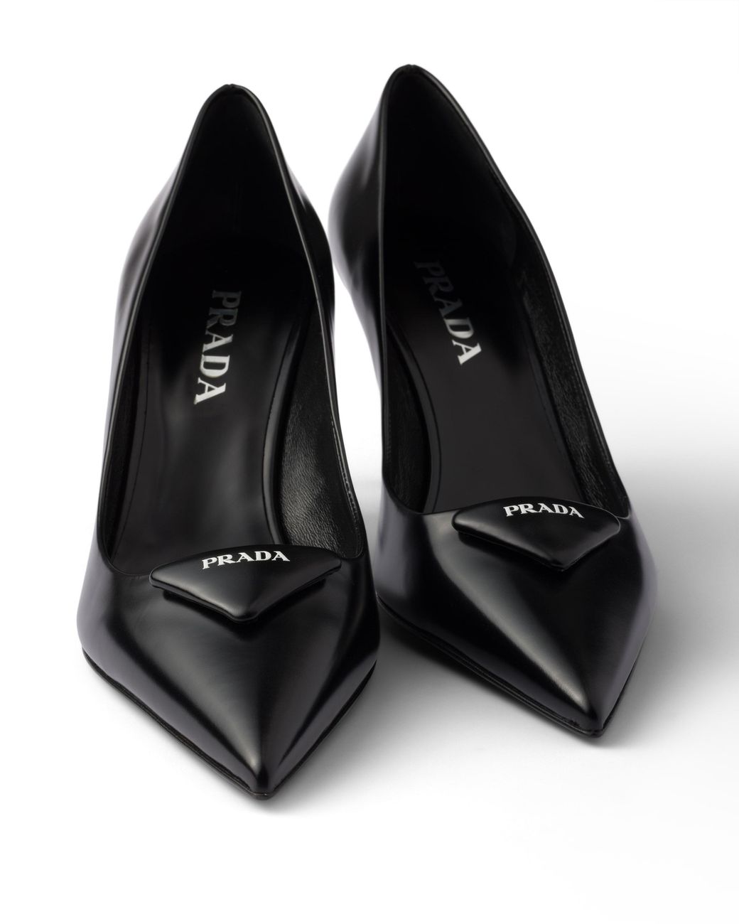 Prada Black Brushed Leather Pumps