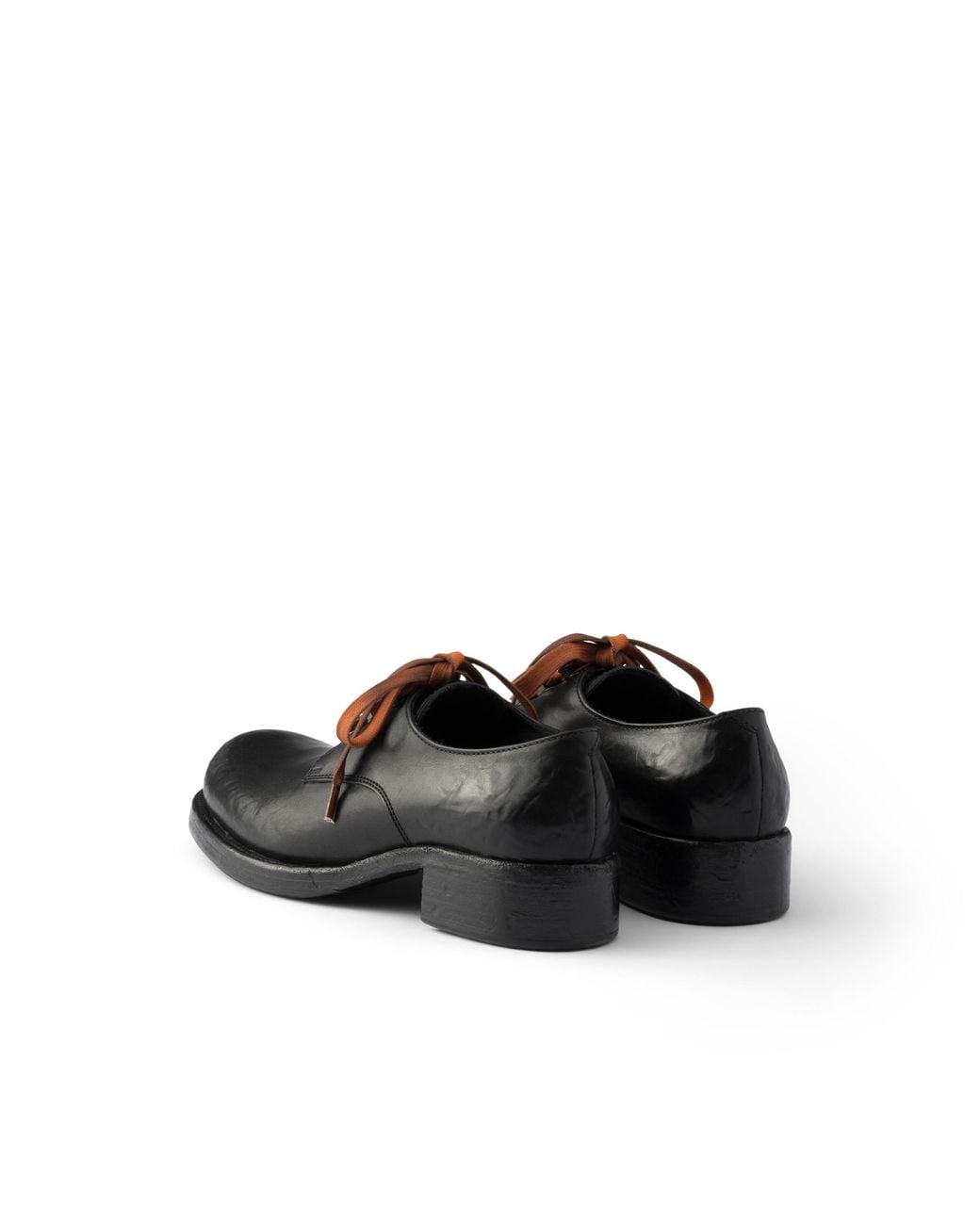 Prada Black Antiqued Leather Lace-Up Shoes