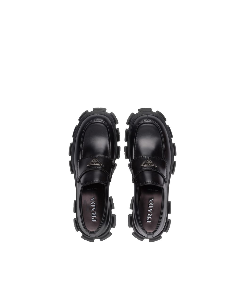 Prada Black Monolith Brushed Leather Loafers, Size 5 for men