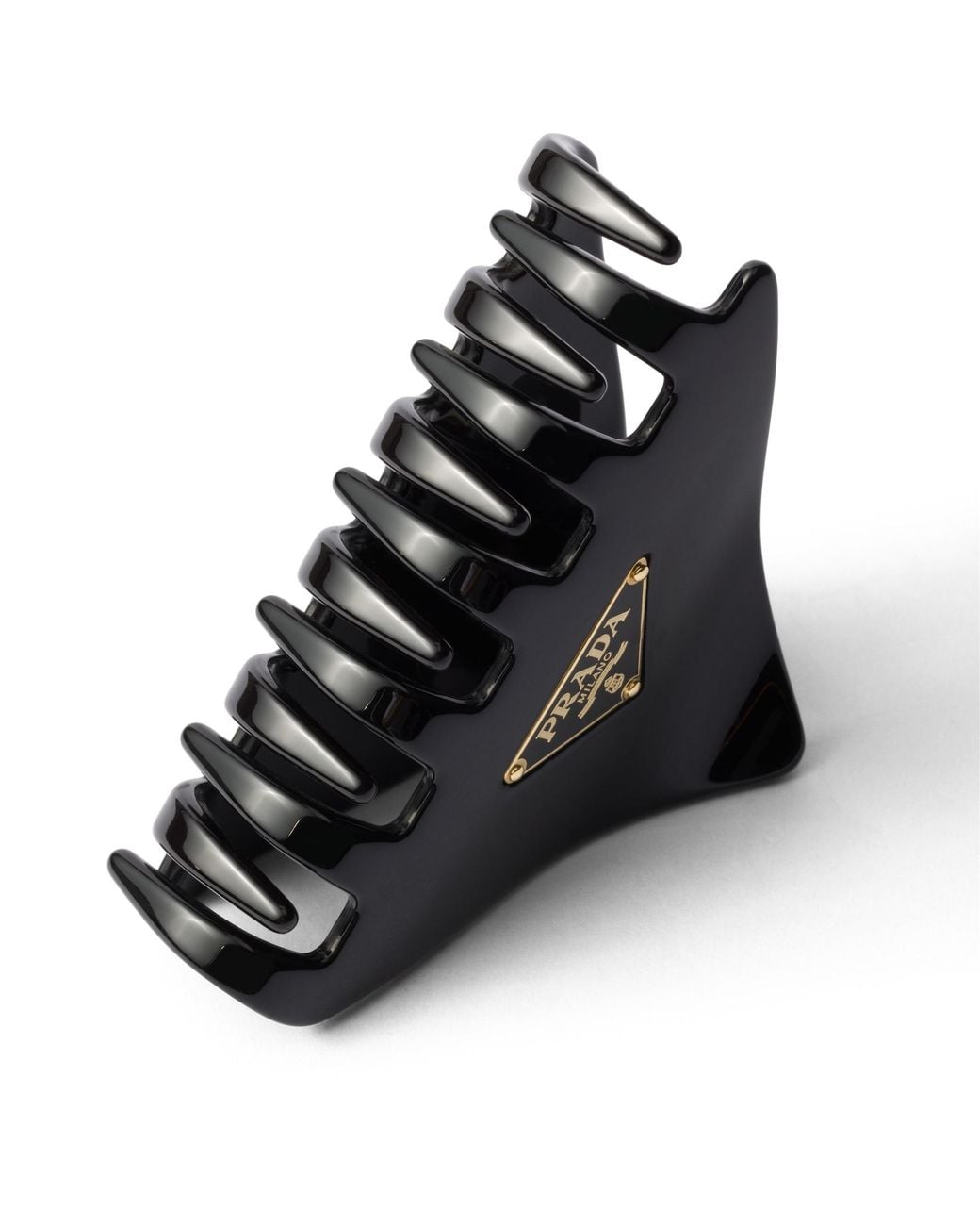 Prada Black Haarspange Mit Triangolo-Logo, Damen